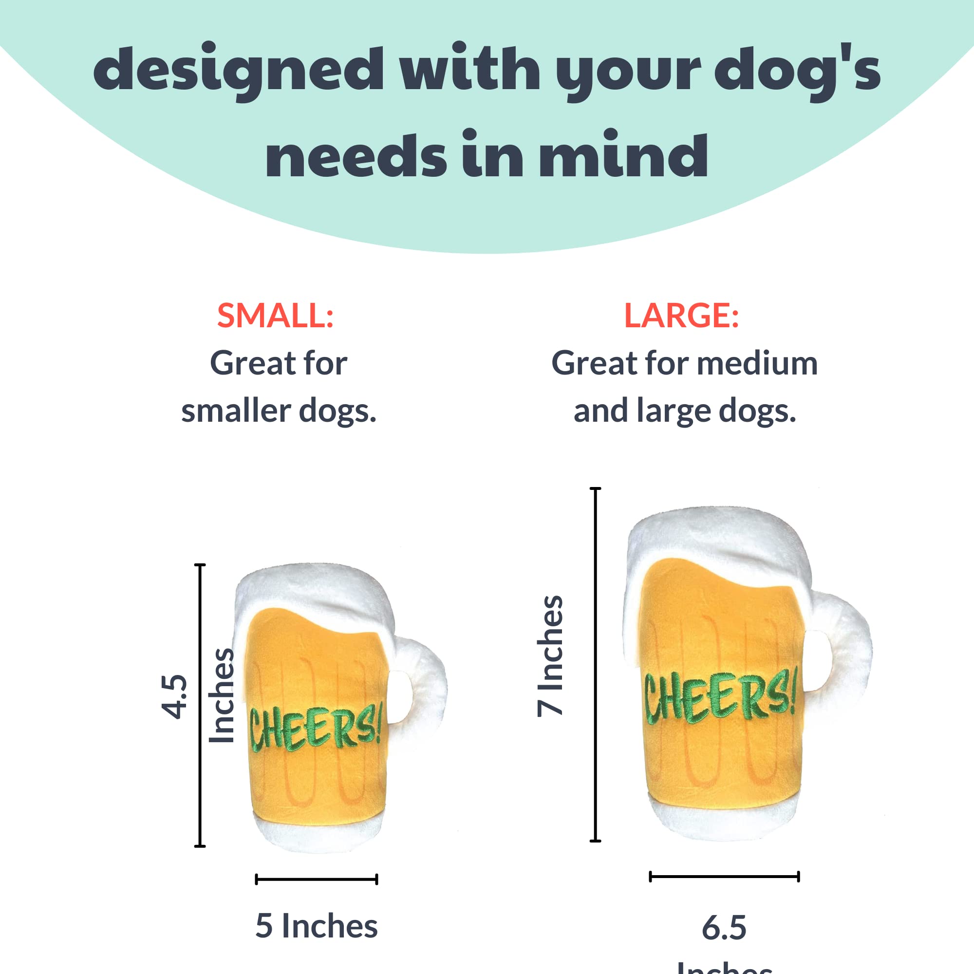 Huxley & Kent For Dogs | Cheers (Large) | Power Plush Dog Toy With Squeaker