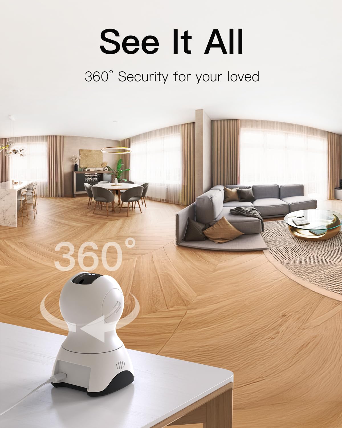 Vimtag Pet Camera 2.5K 4Mp Indoor Security Home Camera 2.4/5Ghz Wifi 360° Pan/Tilt Dog Cat Baby Monitor Phone App Night Vision Motion Alerts Cloud/Sd Card Storage(Up To 512Gb) Work With Alexa, 1 Pack