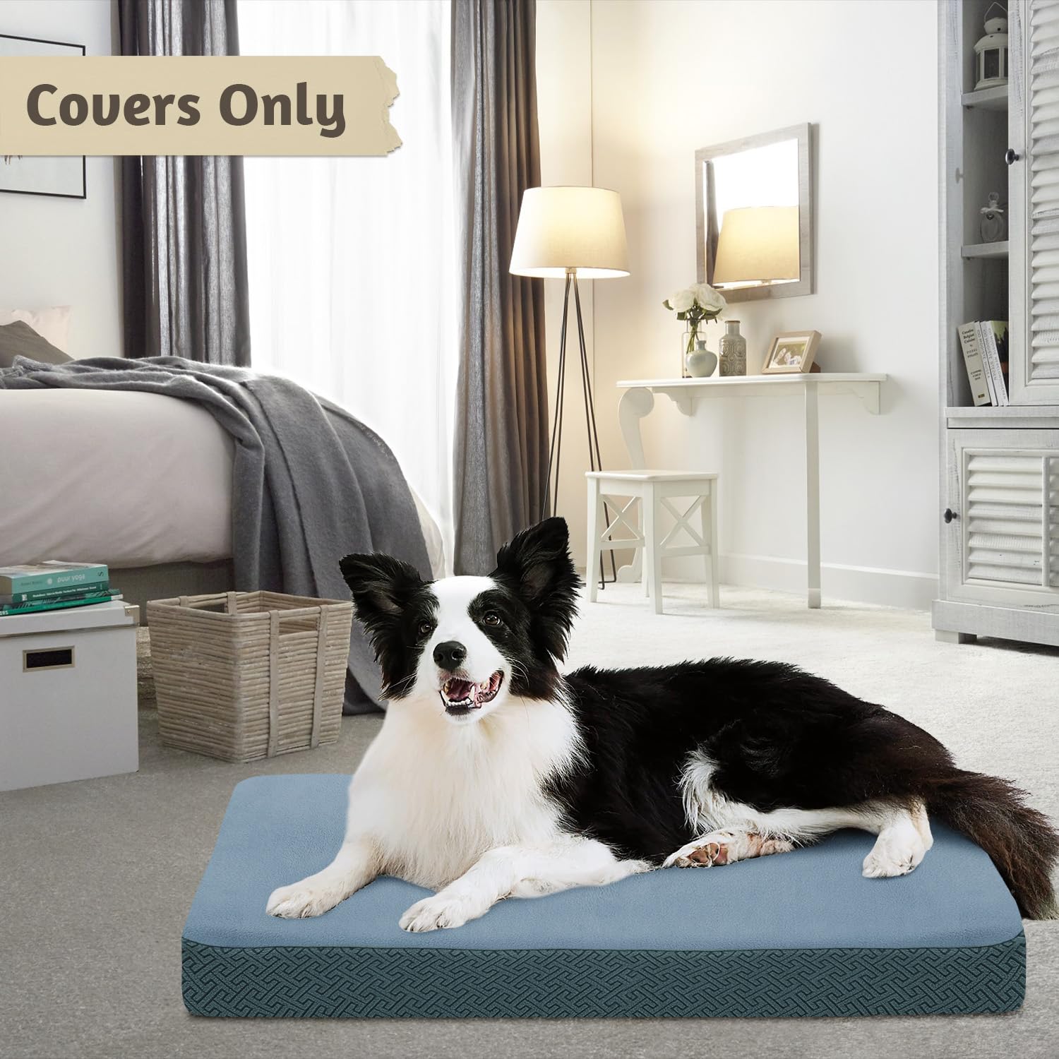 Softown Dog Bed Covers Replacement Washable Dog Bed Waterproof Cover Soft Cover For Dog Cat, Cover Only (Light Blue, 36X27X6 Inc