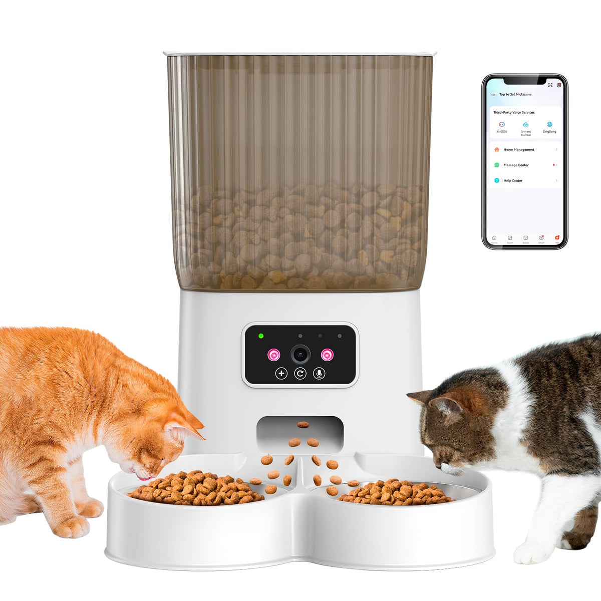 Smart Automatic Cat Feeders, Cat Feeder With Camera For Two Cats,1080P Hd Video With Night Vision 2.4G Wifi Auto Pet Feeder With