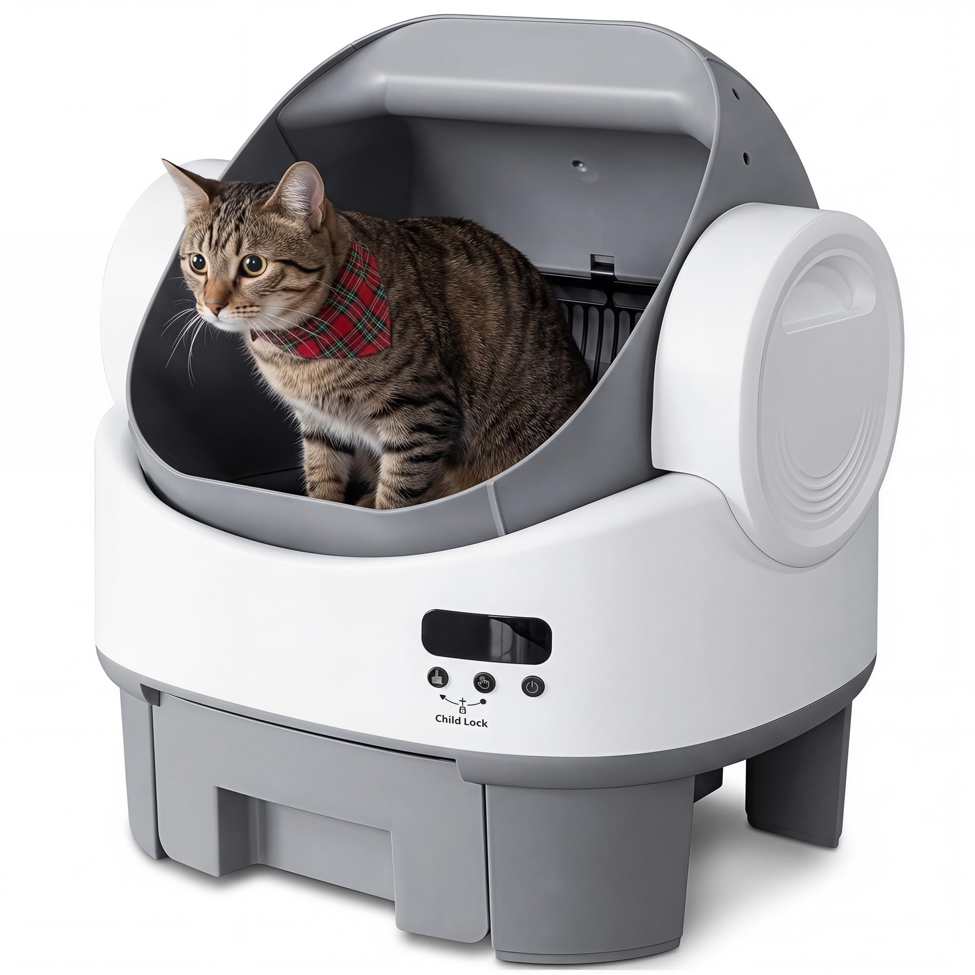 Greesum Self Cleaning Cat Litter Box, Open-Top Automatic Litter Box for Multiple Cats, No App or WiFi Needed, 10-Day Capacity, S