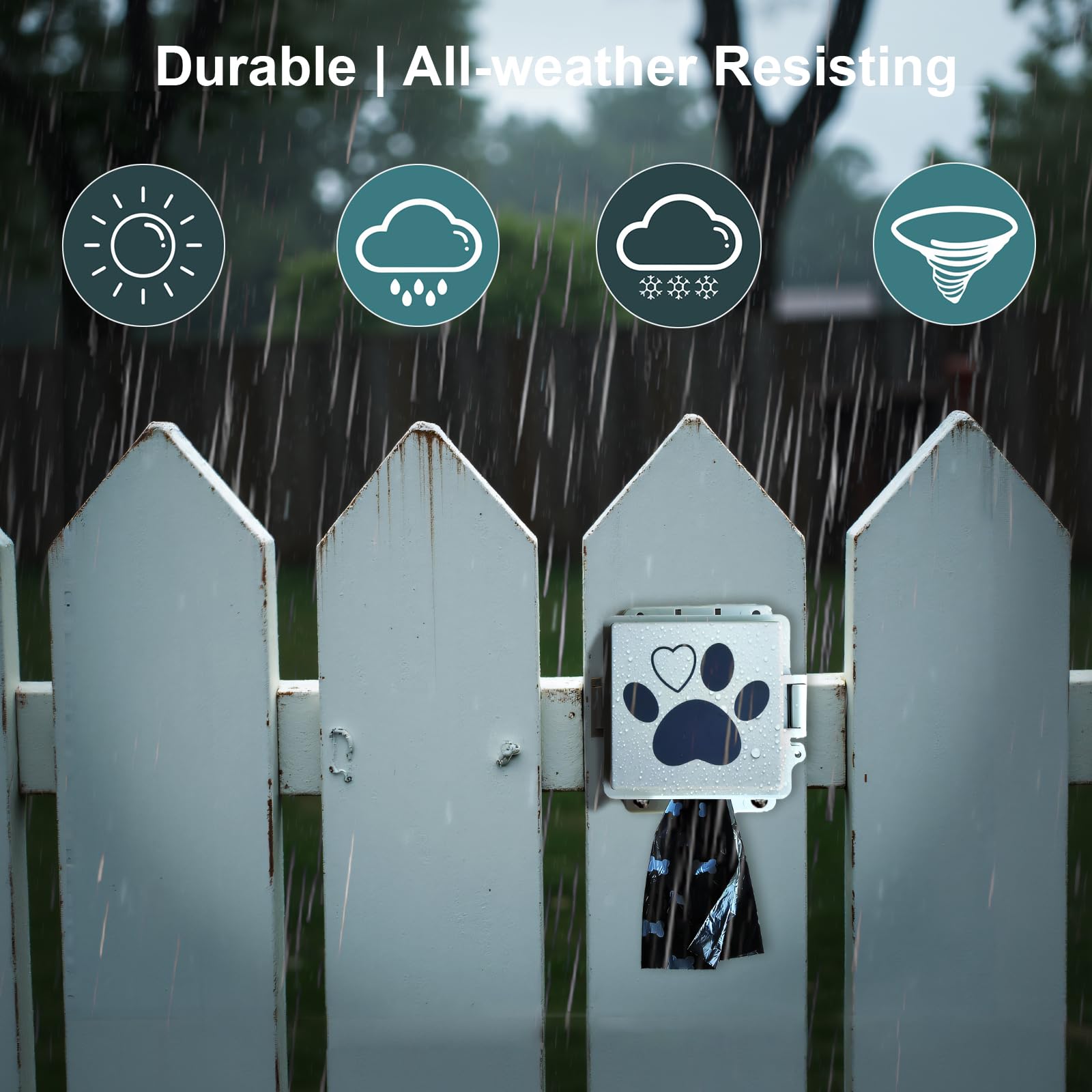 Dog Poop Bag Dispenser Wall Mounted Pet Waste Bags Holder With Hooks And 2 Rolls, Mini All-Weather Doggie Bag Dispenser For Home