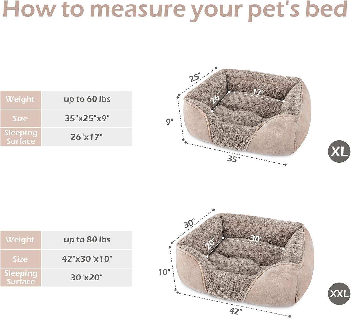 Invenho Xx-Large Dog Bed For Large, Medium, Small Dogs - Rectangle, Washable, Orthopedic, Soft, Calming, Durable Pet Cuddler Wit