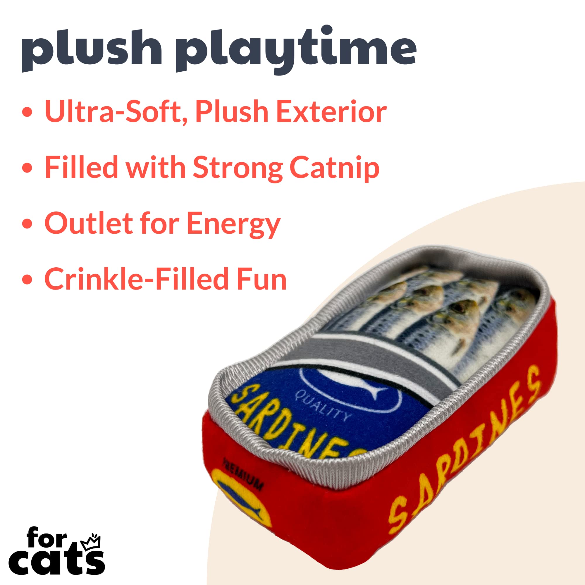 Huxley & Kent Plush Cat Toy - Sardine Tin - Snack Attack Strong Catnip Filled - Plush Interactive Kitten And Cat Toy With Catnip