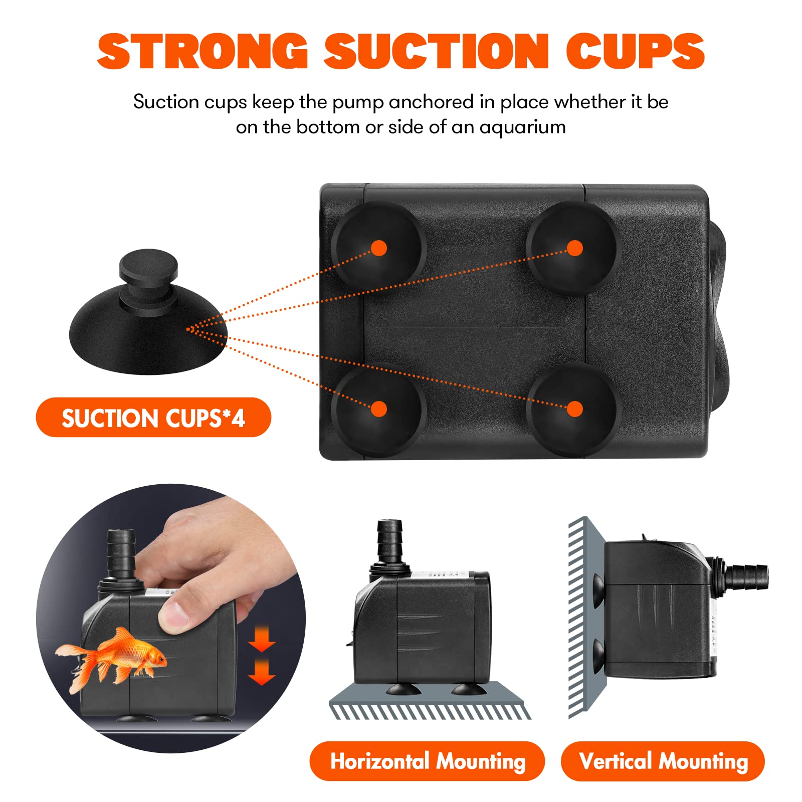 Simple Deluxe 400 GPH 30W Submersible Water Pump Power Head with Adjustable Intake for Fish Tank, Hydroponics, Fountains, Ponds,