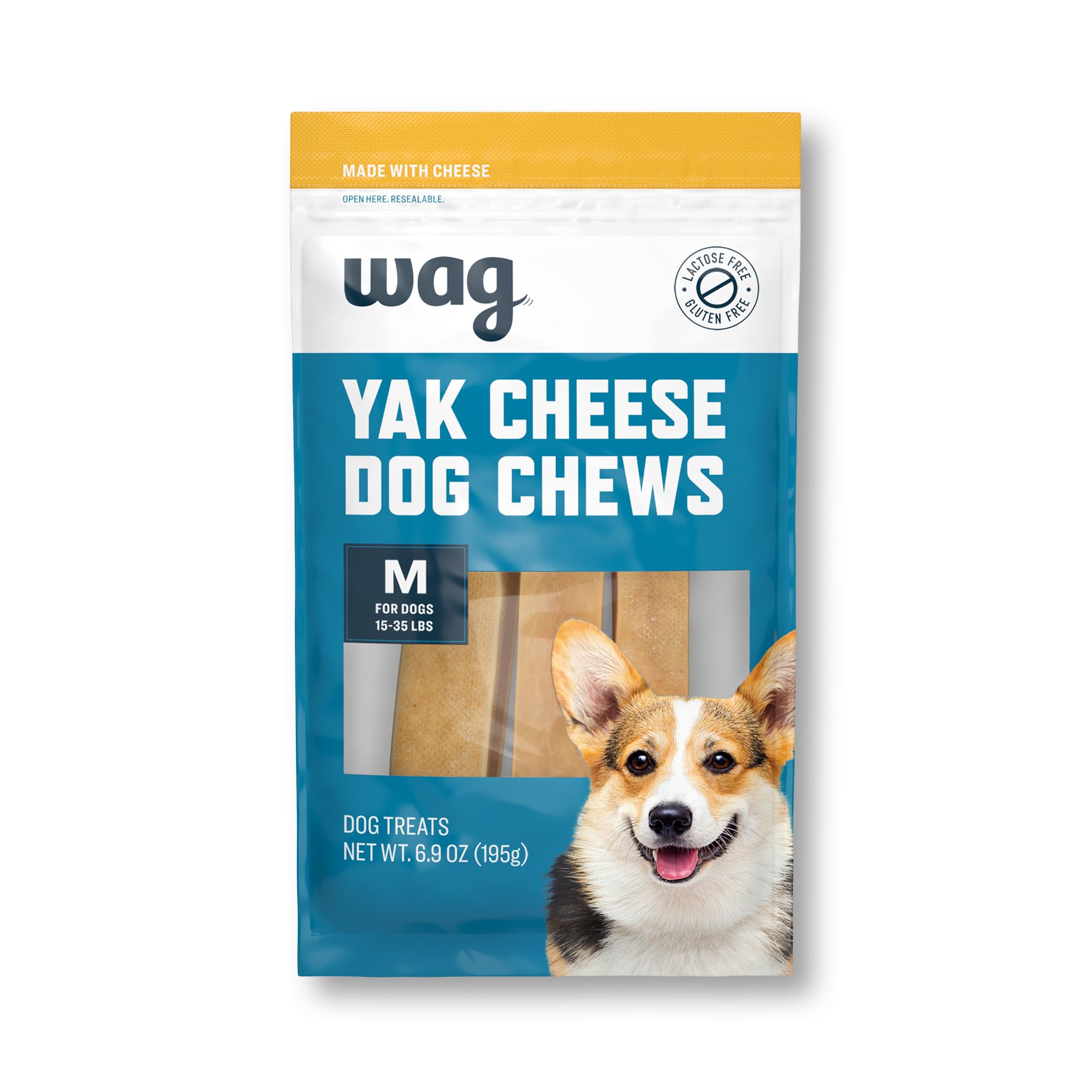 Amazon Brand - Wag Yak Cheese Himalayan Dog Chews, Dog Treats for Medium Size Dogs, All Natural, High Protein for Aggressive Che
