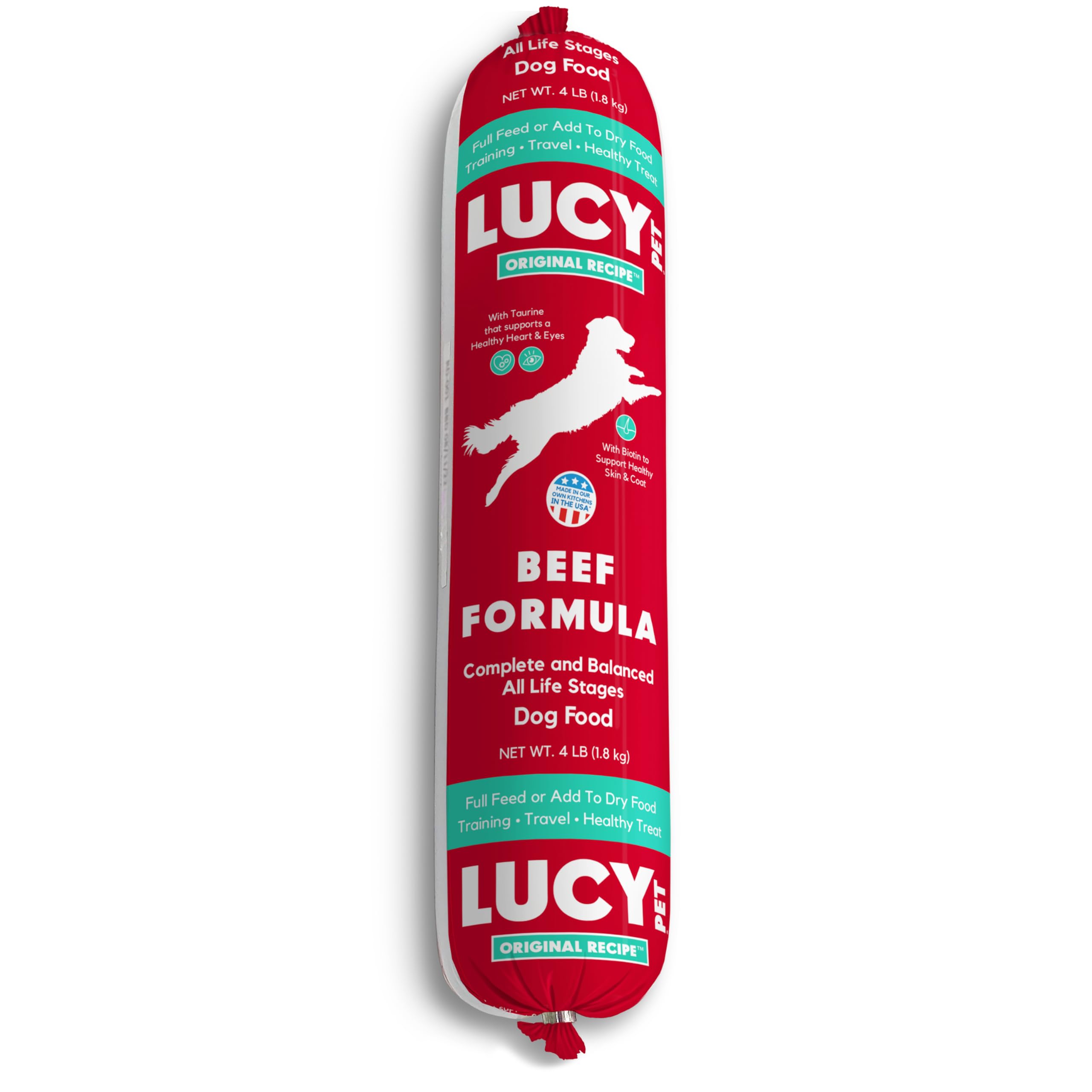 Lucy Pet Products Beef Formula Dog Food Roll 4 lb, (100600047)