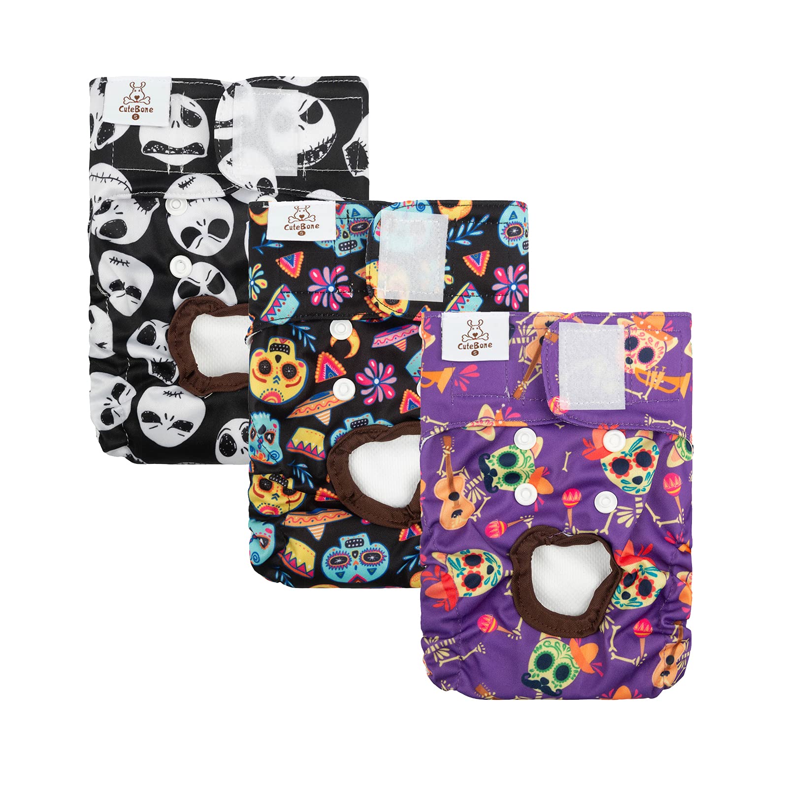 Cutebone Reusable Dog Diapers Female Small Medium Large 3 Pack Washable Doggie Diapers Puppy Period Pants For Doggy Heat Cycle P