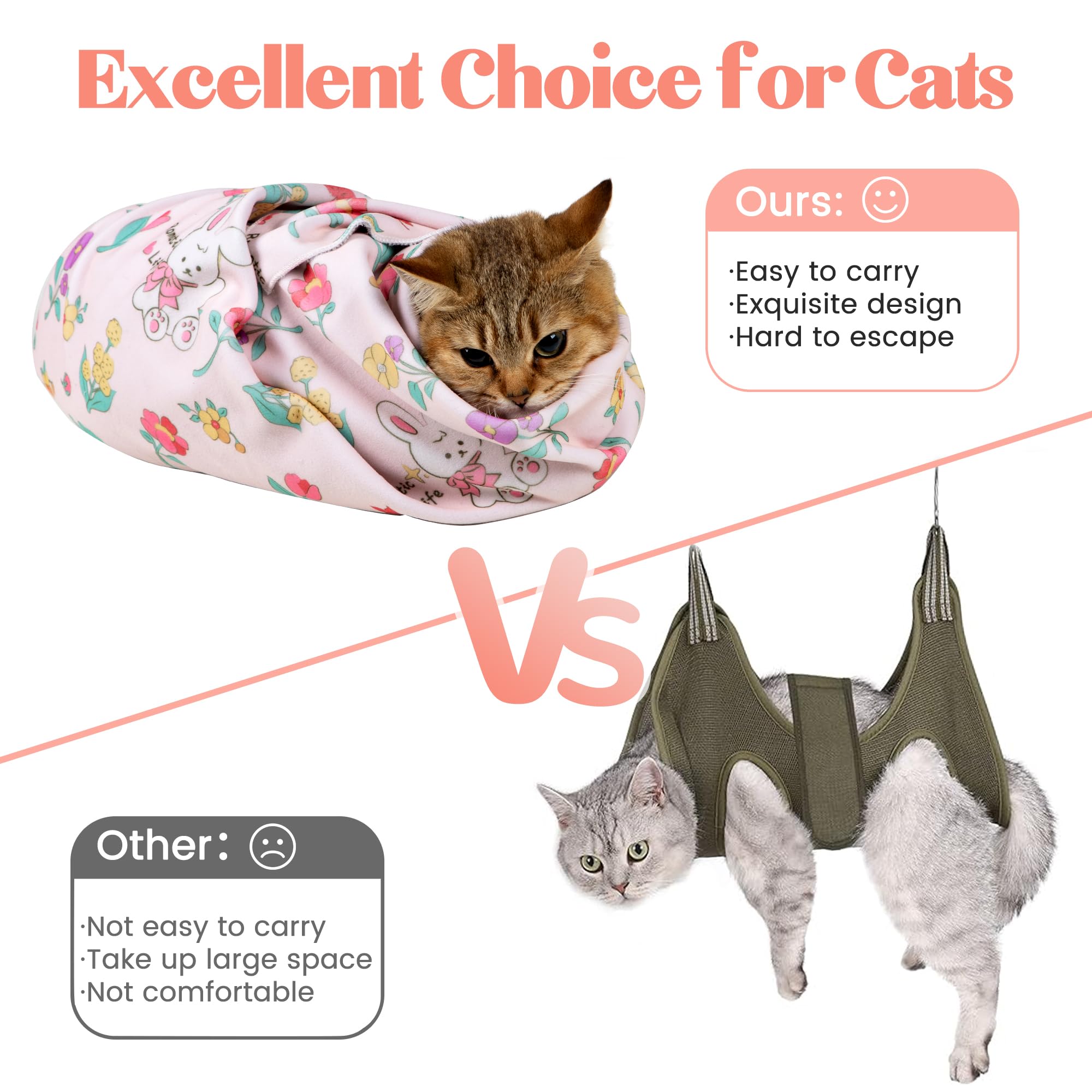 Poochies Sprouts Cat Grooming Wrap, Anti-Escape Cat Wrap For Grooming, Not Easy To Break Free, Self-Adhesive Cat Swaddle Wrap Fo