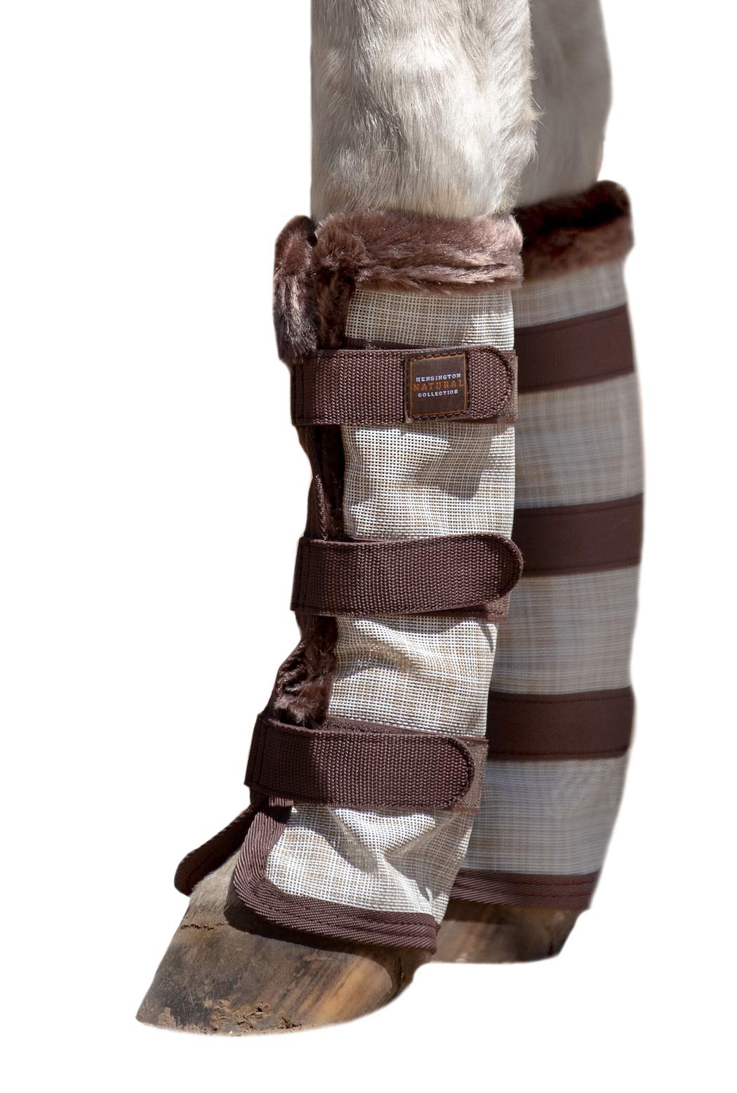 Kensington Natural Horse Fly Boots - Fleece Trimmed - Stay-Up Technology - Protection From Insect Bites And Uv Rays - Sold In Pa