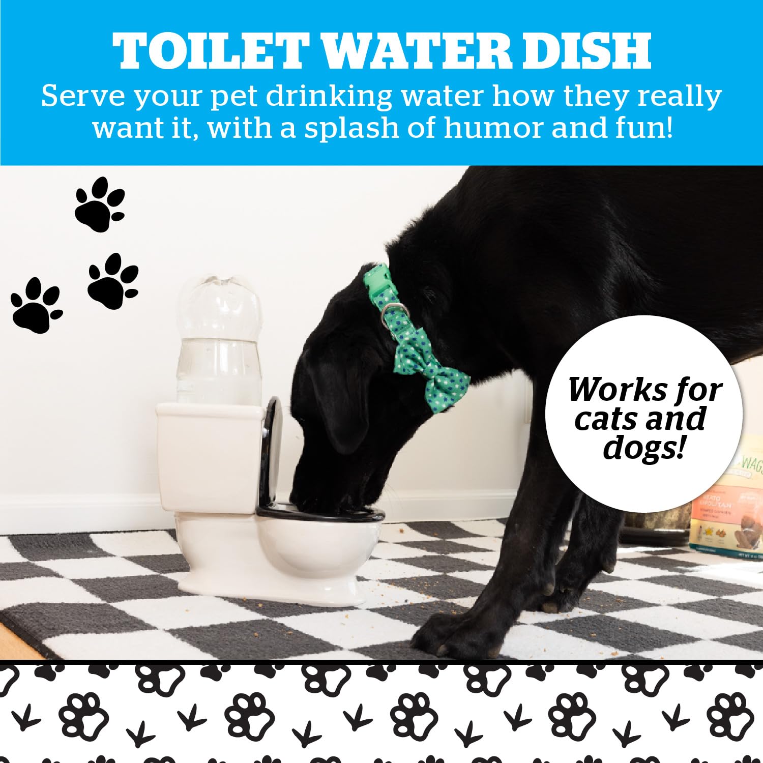 BigMouth Inc The Toilet Water Dish for Pets, Ceramic, Holds 2L Bottle, Funny Bowl for Dogs and Cats