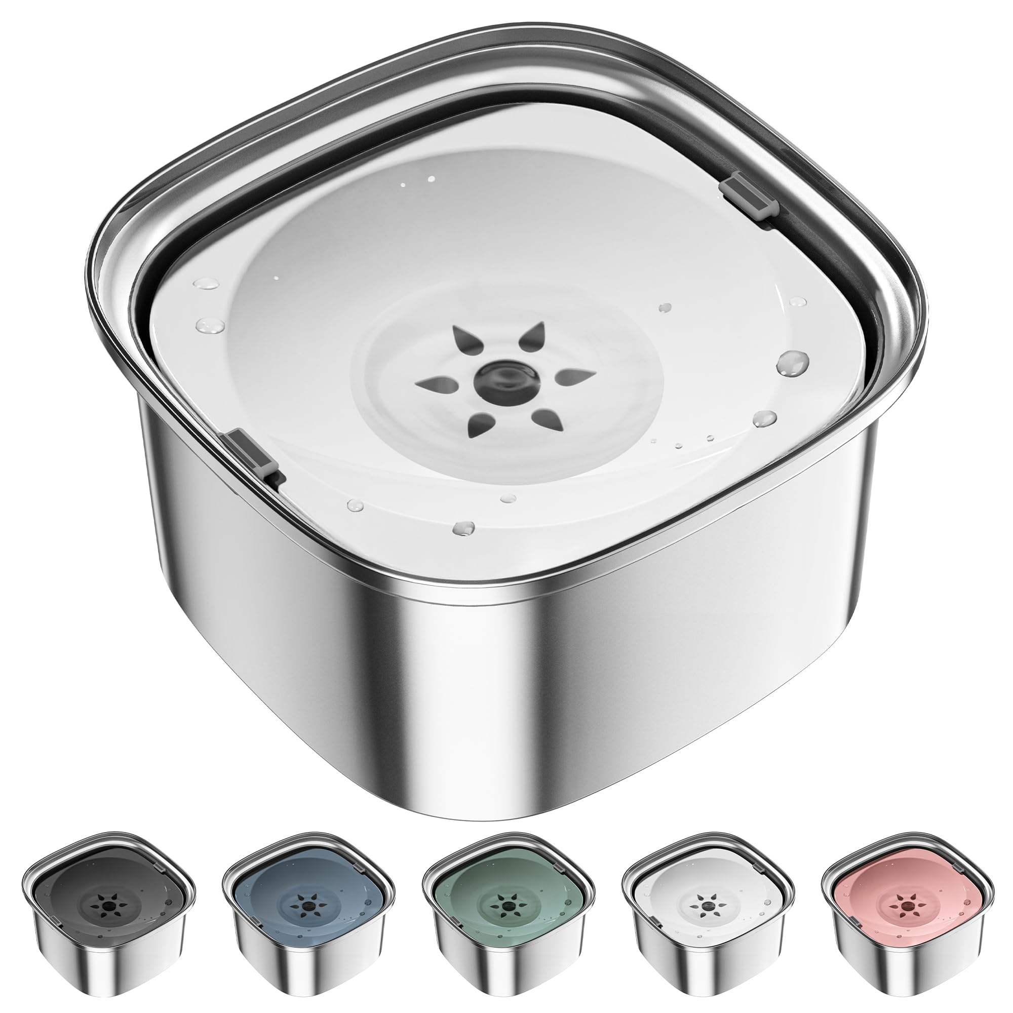 UPSKY 3L Stainless Steel Dog Bowl - 101oz No Spill Large Capacity Slow Water Feeder, Spill Proof Travel Bowl