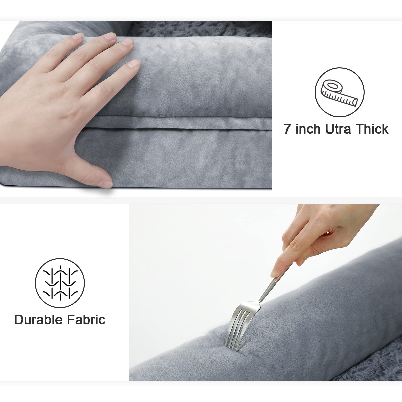 Yiruka Xl Dog Bed, Grey Orthopedic Gel Memory Foam Dog Bed, Washable Dog Bed With Removable Cover, Waterproof Non-Slip Bottom Big Dog Couch Bed