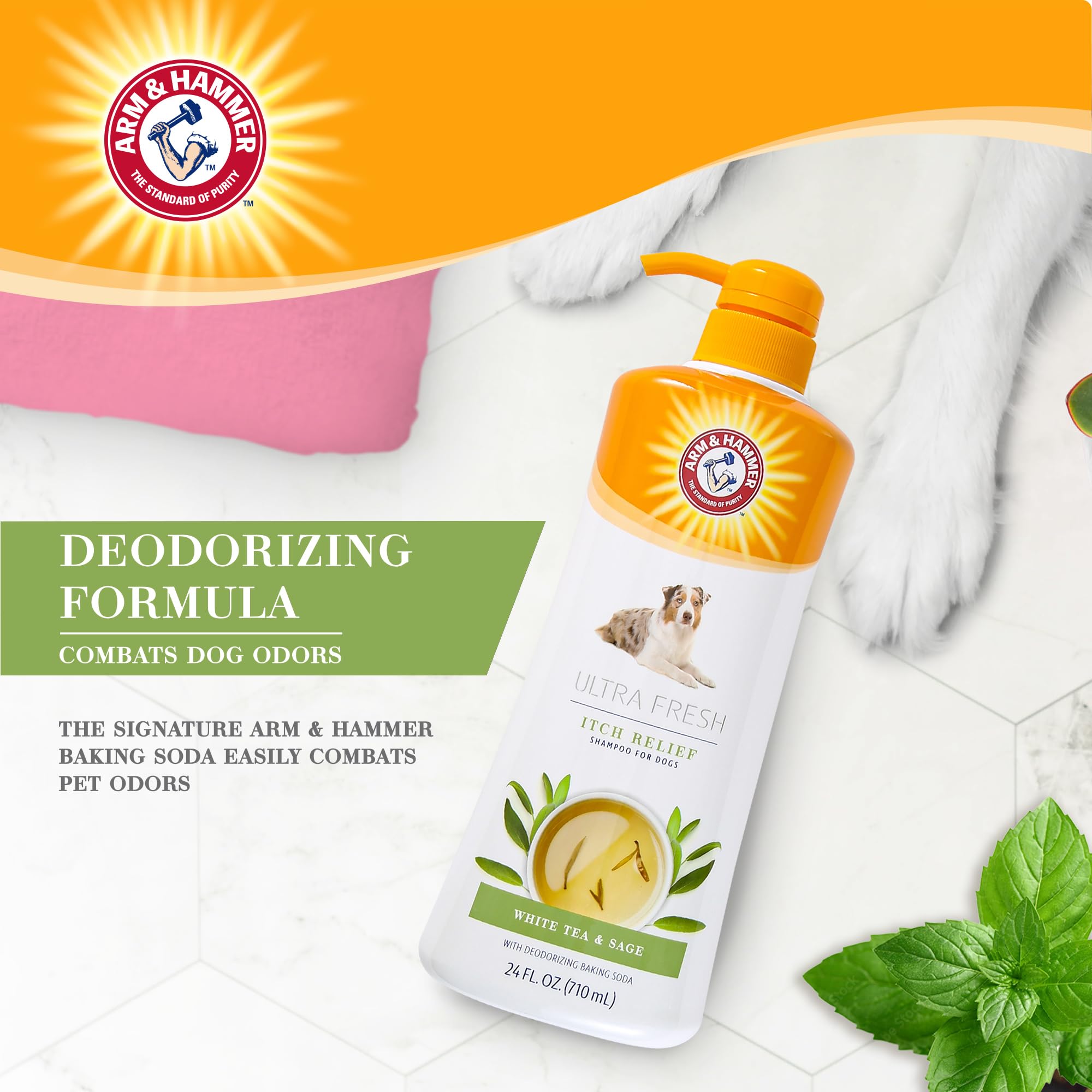 Arm & Hammer For Pets Ultra Fresh Itch Relief Shampoo With Oatmeal & Aloe Value Size With Pump 24Oz | Great Smelling Dog Grooming Supplies, Dog Bathing Supplies, Dog Wash, Puppy Shampoo, Pet Shampoo