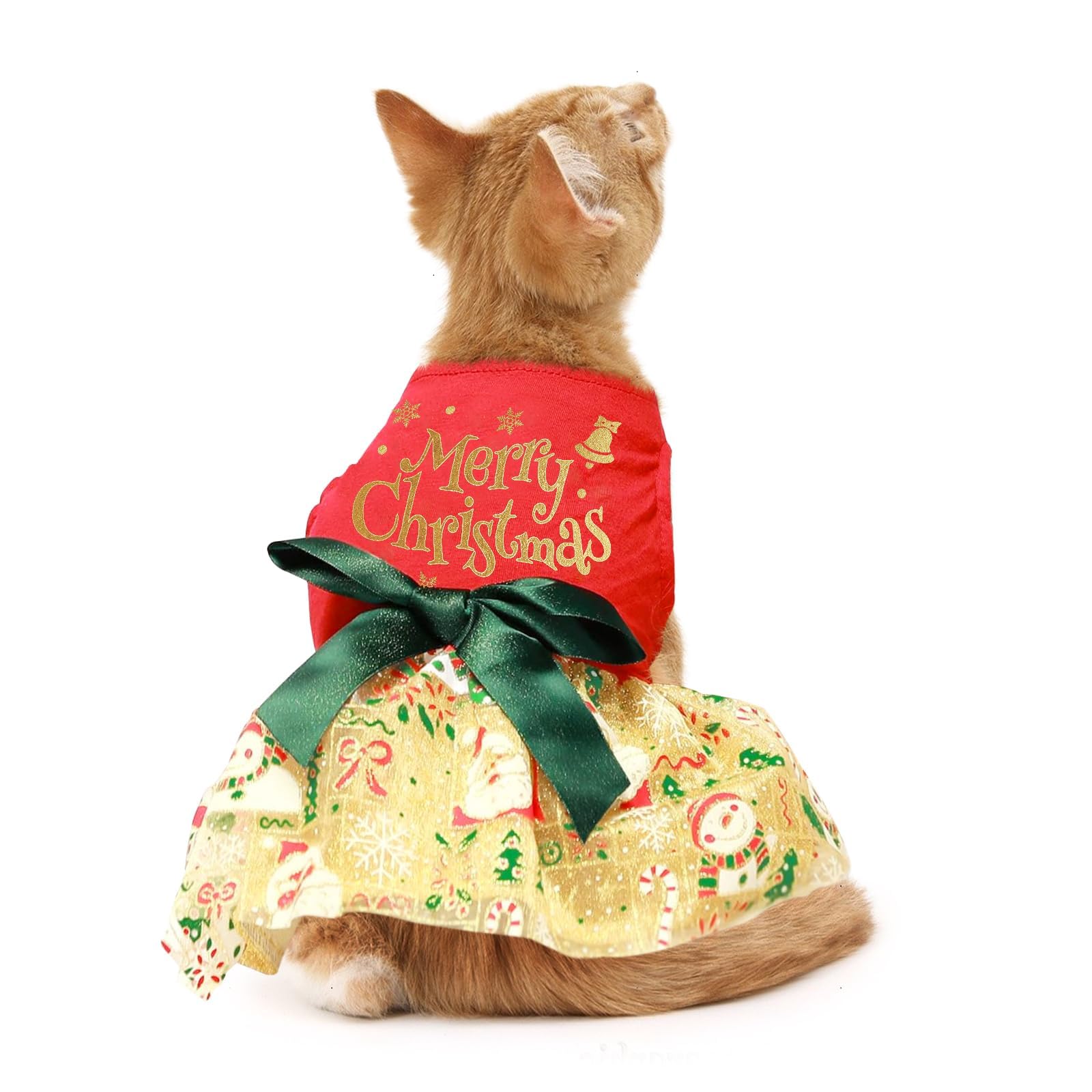 Christmas Dog Dress, Xmas Dog Dress Tulle Puppy Skirt Doggie Christmas Outfit Holiday Clothes For Small Dogs, Cat Pet Apparel (M