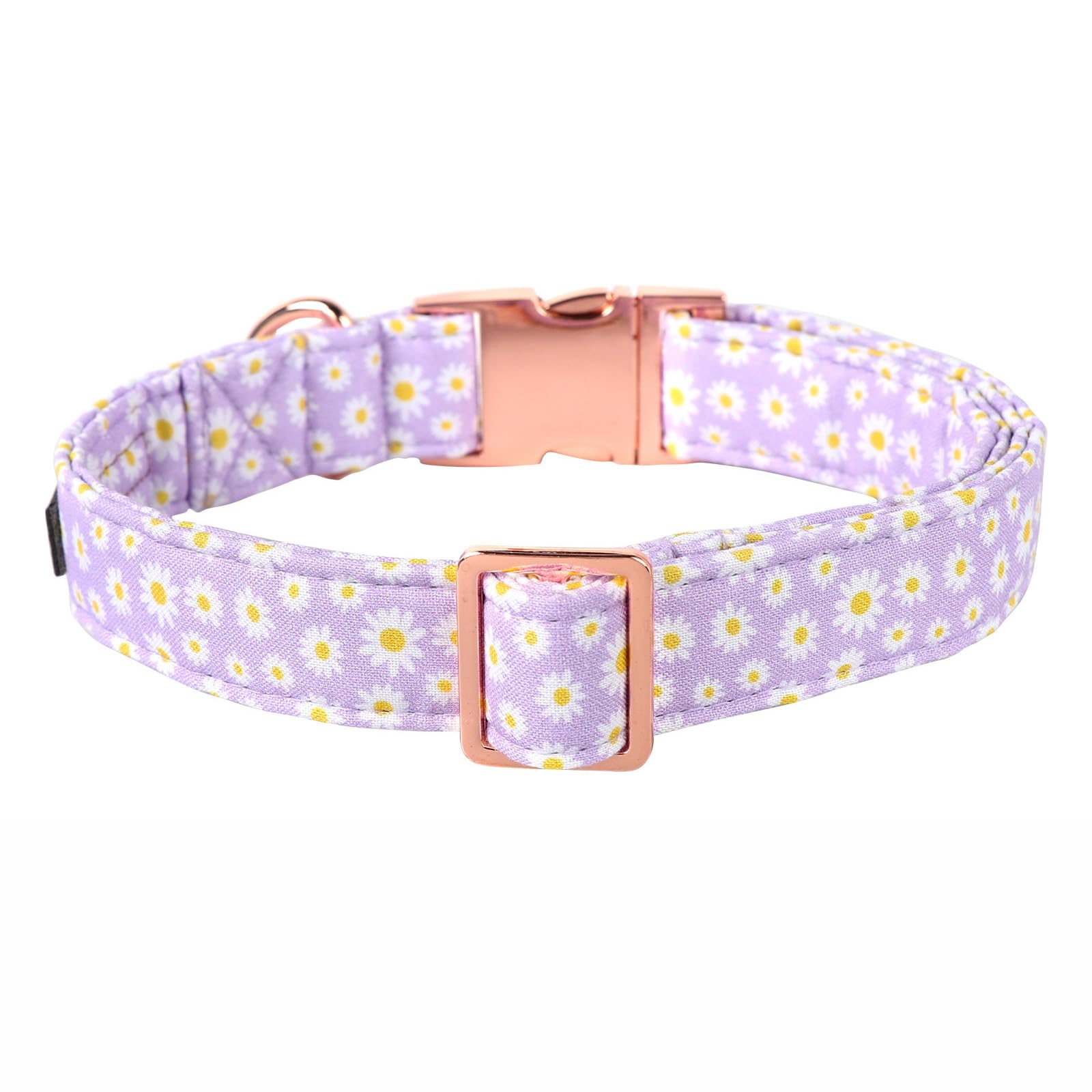 Lionet Paws Dog Collar, Comfortable Adjustable Cute Collar With Metal Buckle For Male Female Dogs, Purple Daisy, Medium, Neck 13