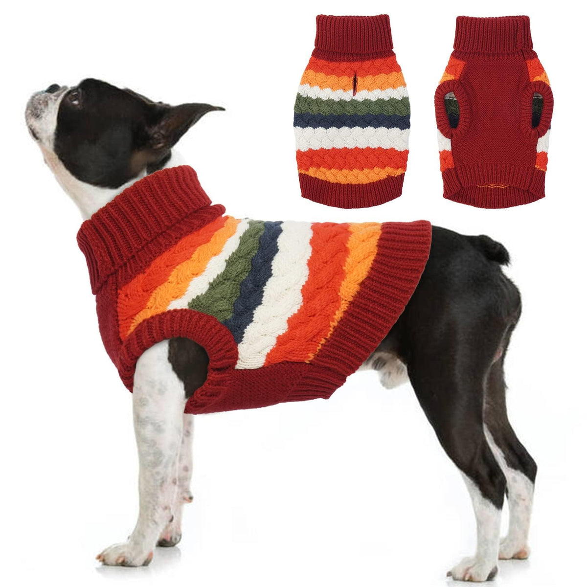 Kuoser Dog Sweater, Pet Cable Knitted Pullover Puppy Warm Clothes, Doggy Turtleneck Classic Knitwear Soft Thickening Doggie Outf