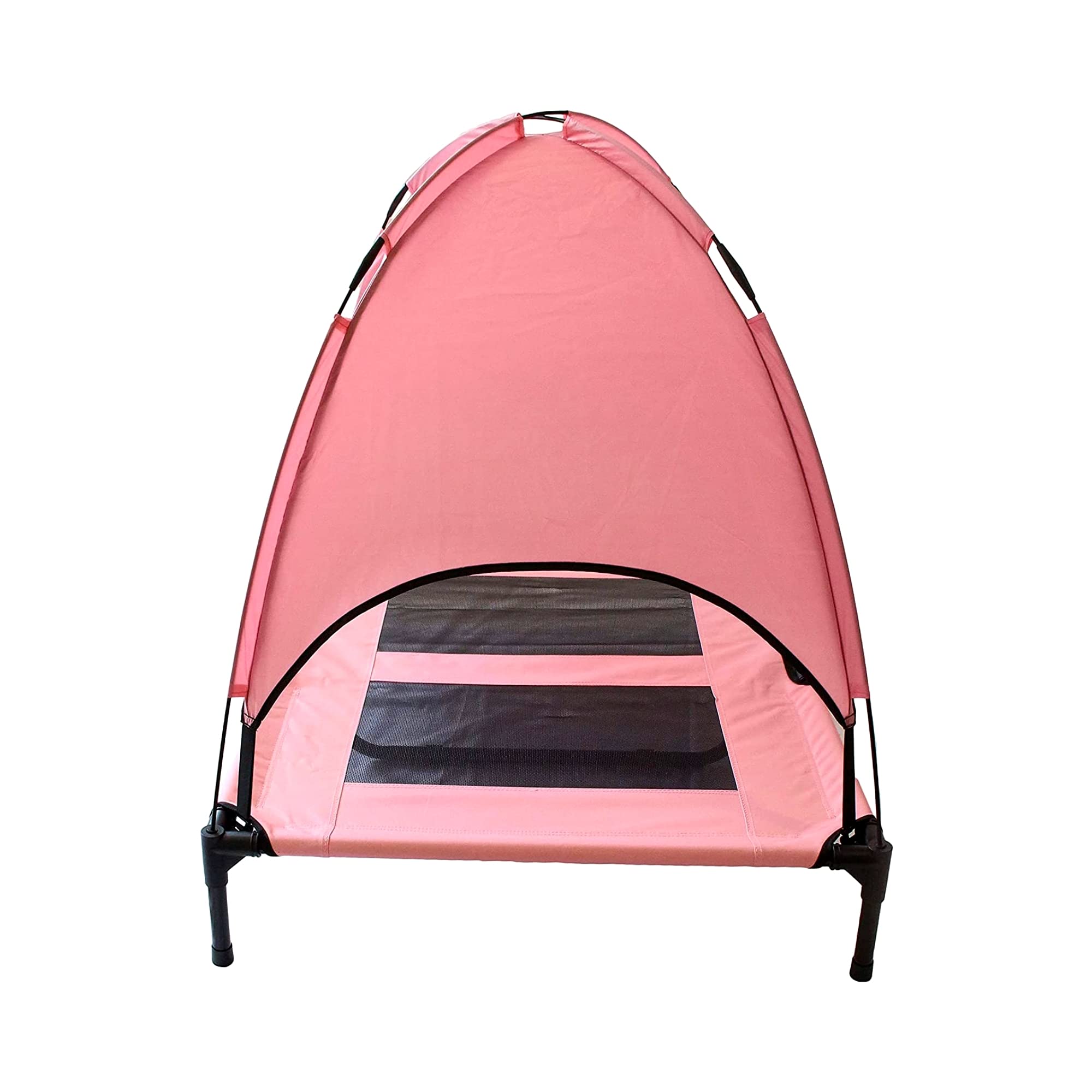 Midlee Pink Dog Cot Bed With Canopy (Large)- 30'' X 36''
