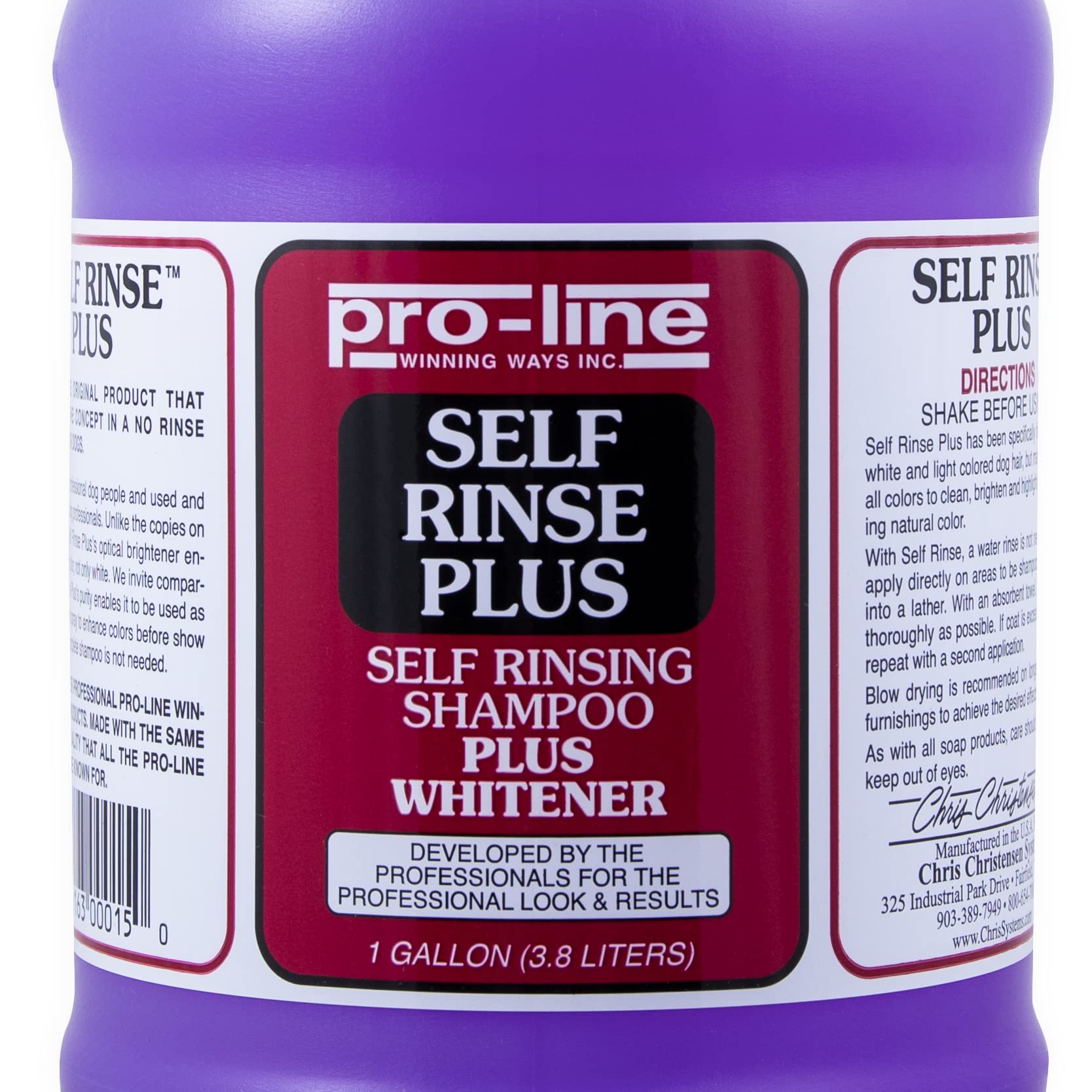Chris Christensen Proline Self Rinse Plus Dog Shampoo, Groom Like A Professional, Brightens And Whitens, No Rinse Cleaner, Made In Usa