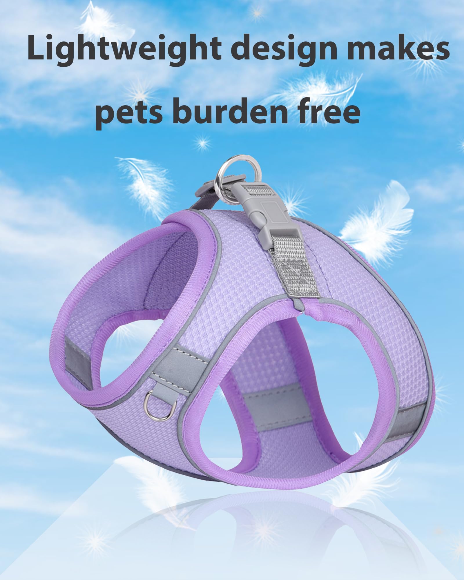 Aecllcea Puppy Harness and Leash Set Training - Dog Vest Harness for Small, Medium Dogs (Purple, L)