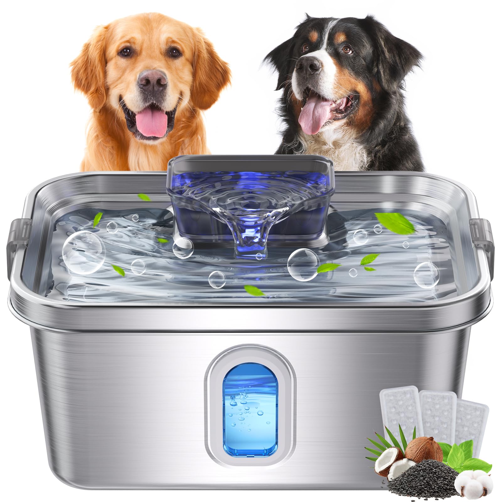 Dog Water Fountain For Large Dogs Stainless Steel Dog Water Fountain 2 Gal Cats & Pets Automatic Pet Water Fountain With Large D
