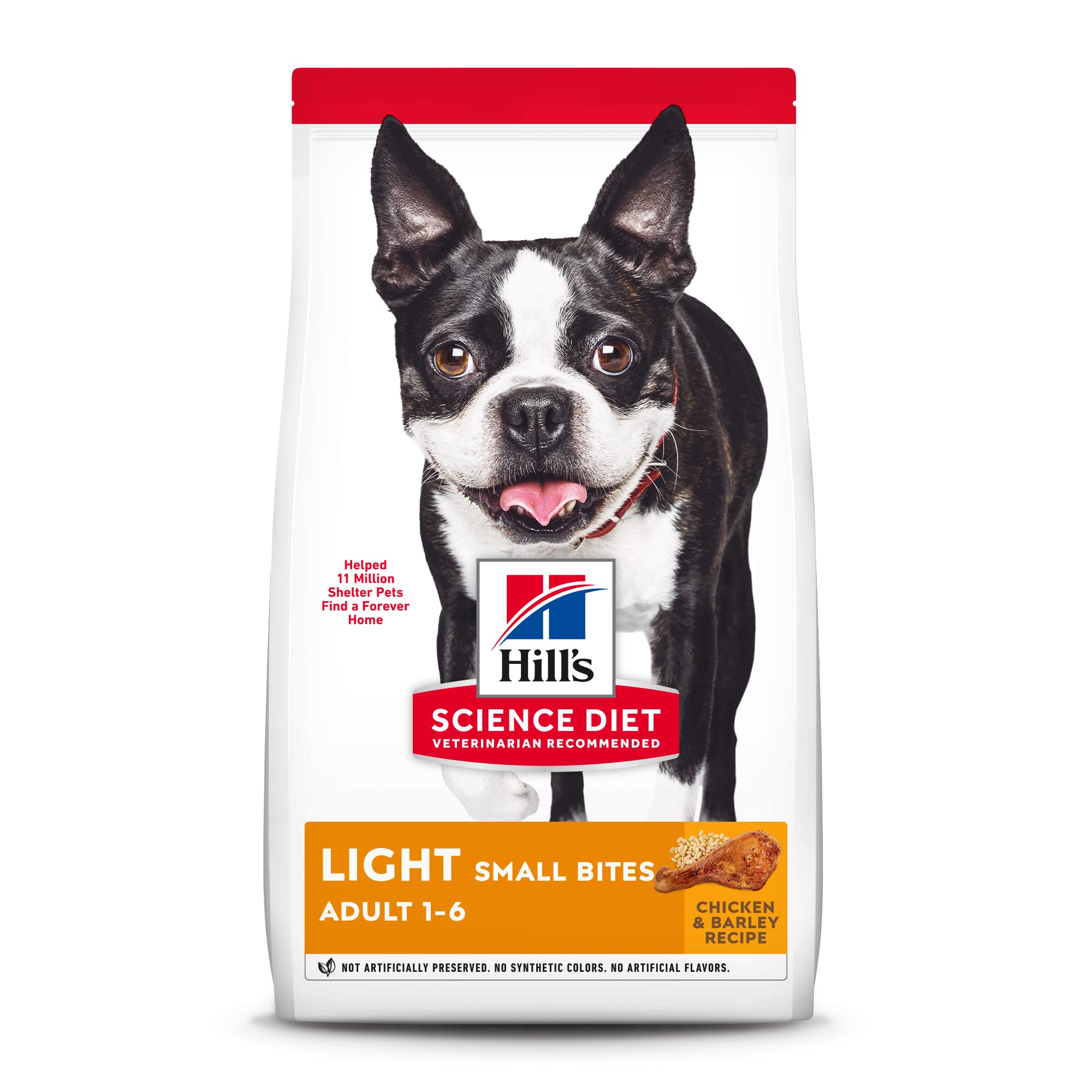 Hills Science Diet Light , Adult 1-6, Weight Management Support, Small Kibble, Dry Dog Food, Chicken & Barley, 30 lb Bag