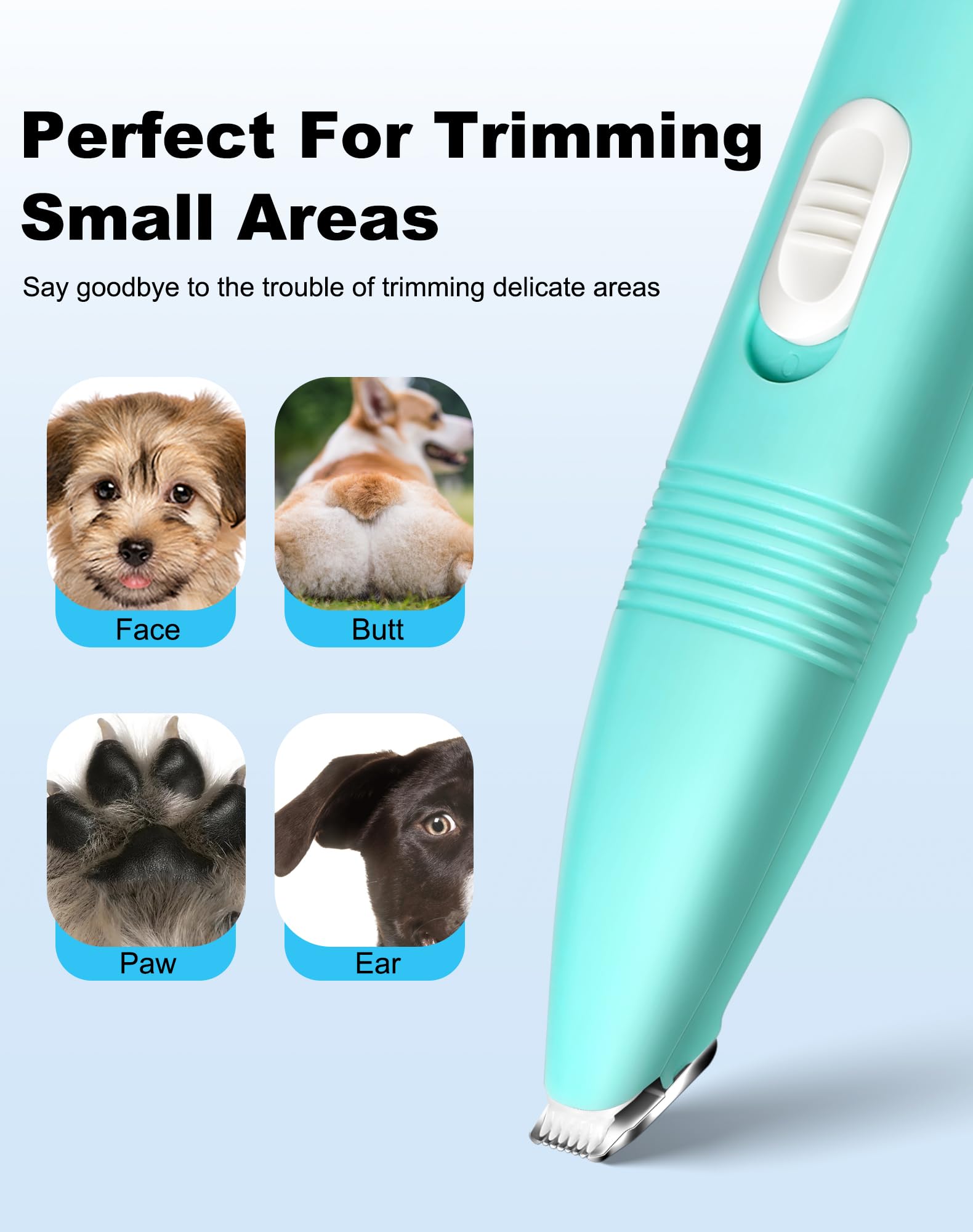 Lexflext Dog Grooming Clippers, Dog Paw Trimmer With Detachable Ceramic Blade For Trimming Small Areas Of Pet'S Hair, Low Noise
