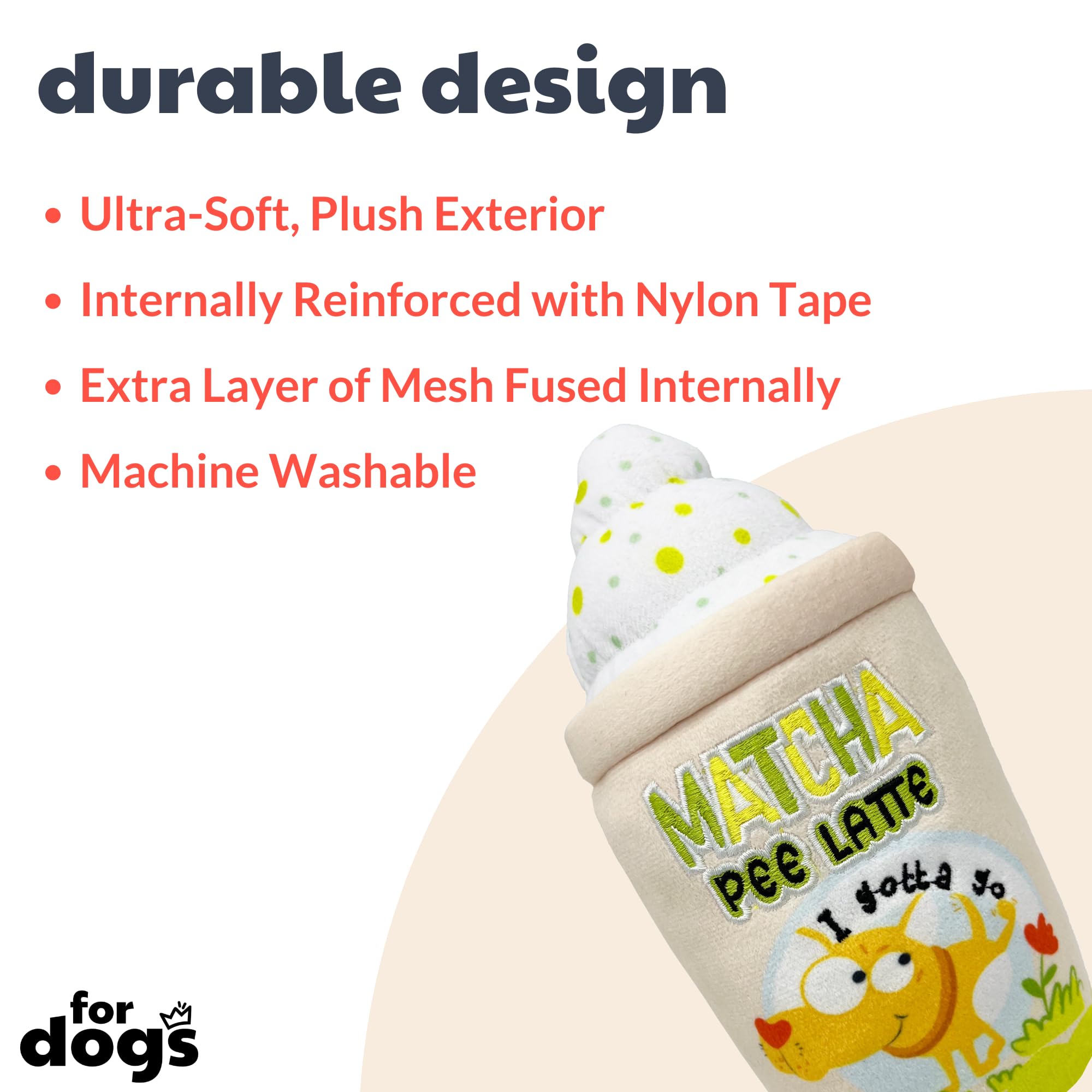 Huxley & Kent For Dogs | Matcha Pee Latte (Large) | Funny Dog Toy | Power Plush Dog Toy With Squeaker | Dog Gift | Fun, Durable