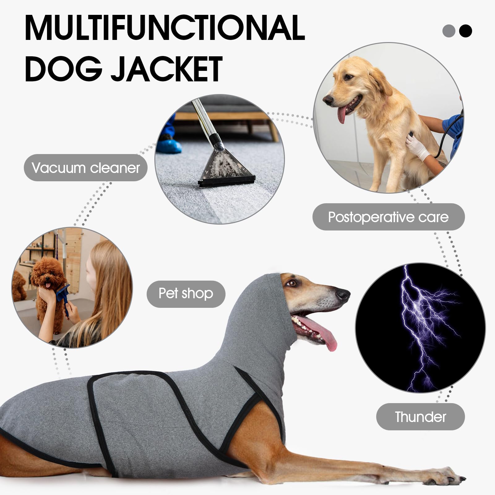 Dog Anxiety Jacket Calming Shirt, Anxiety Relief Calming Vest With Dog Ear Muffs, Noise Protection Dogs Winter Coat, Lightweight