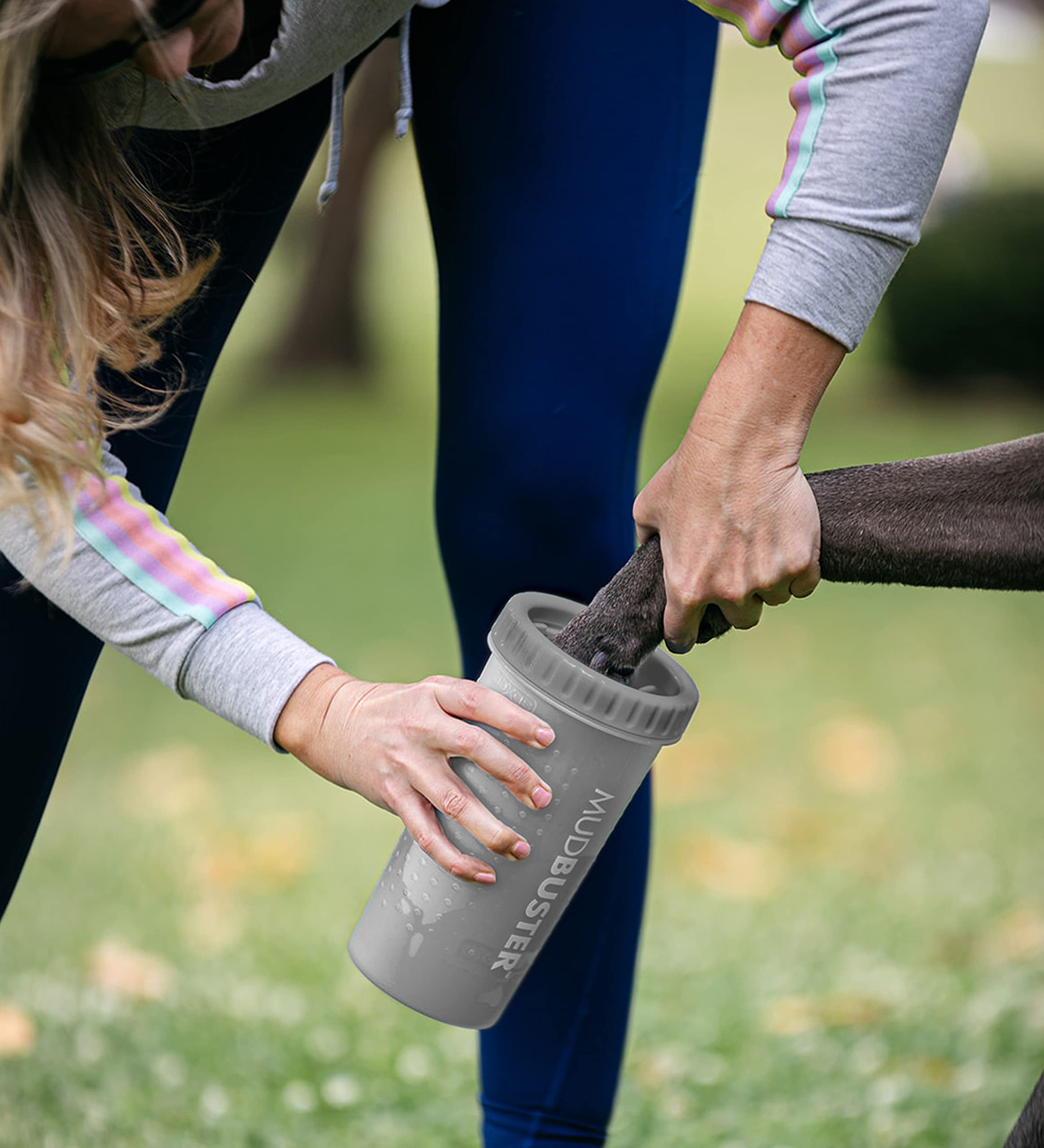 Dexas Mudbuster Portable Dog Paw Washer/Paw Cleaner, Large, Light Gray