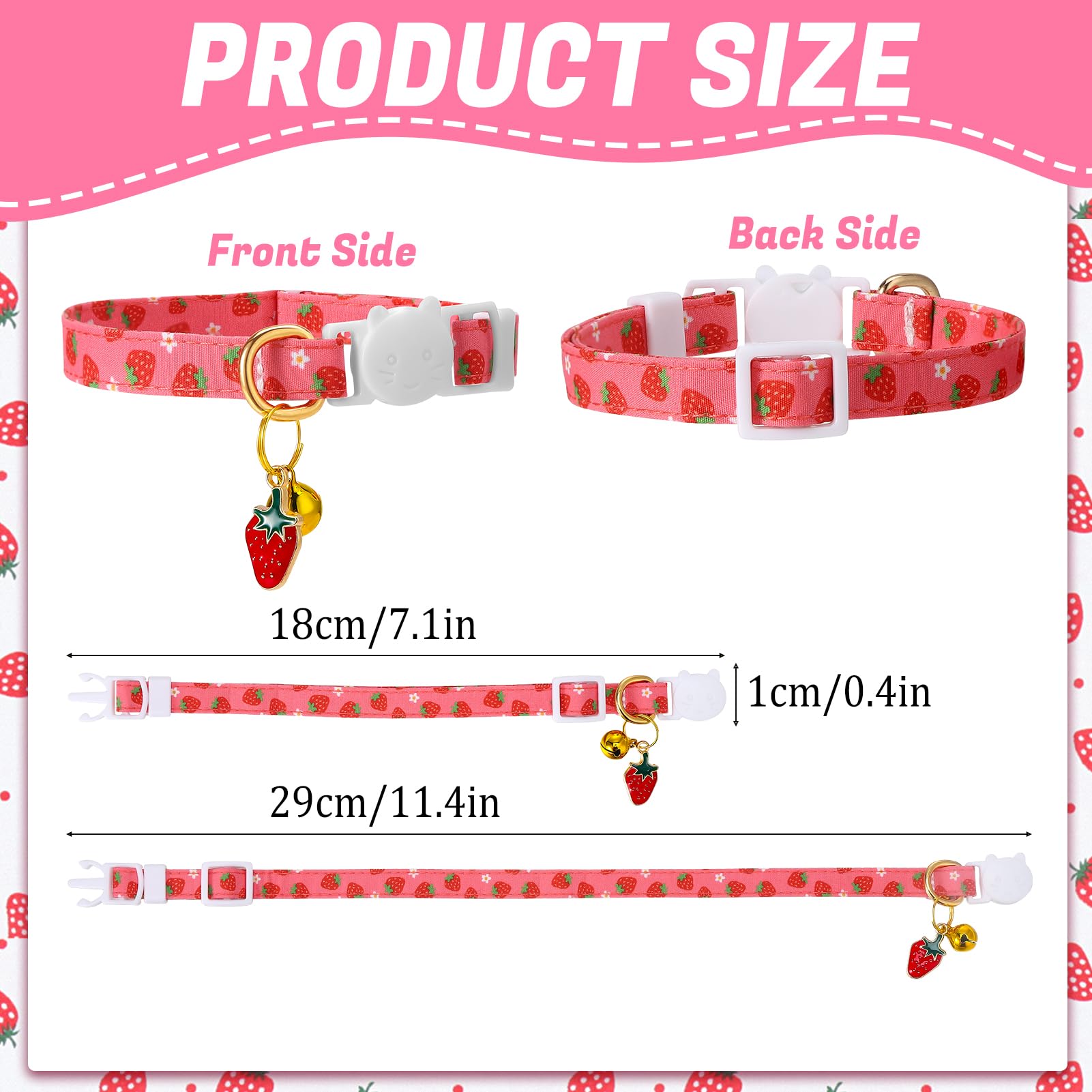 Guiqulai 10 Pack Breakaway Cat Collars With Bells Fruit Pendants Adjustable Safety Kitten Collar Fruit Cat Collar With Bell Idea