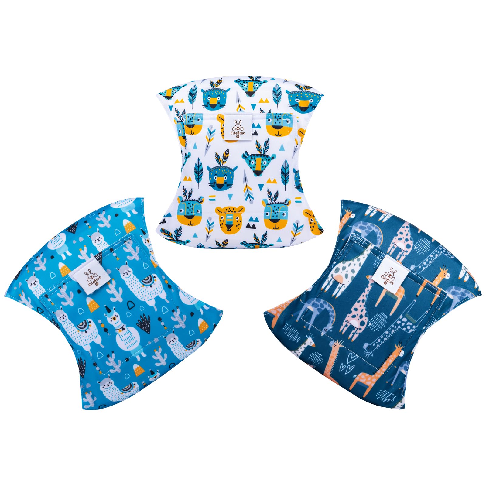 Cutebone Dog Diapers Male Washable Belly Band For Male Dogs Wraps 3Pcs A Pack Dm43L