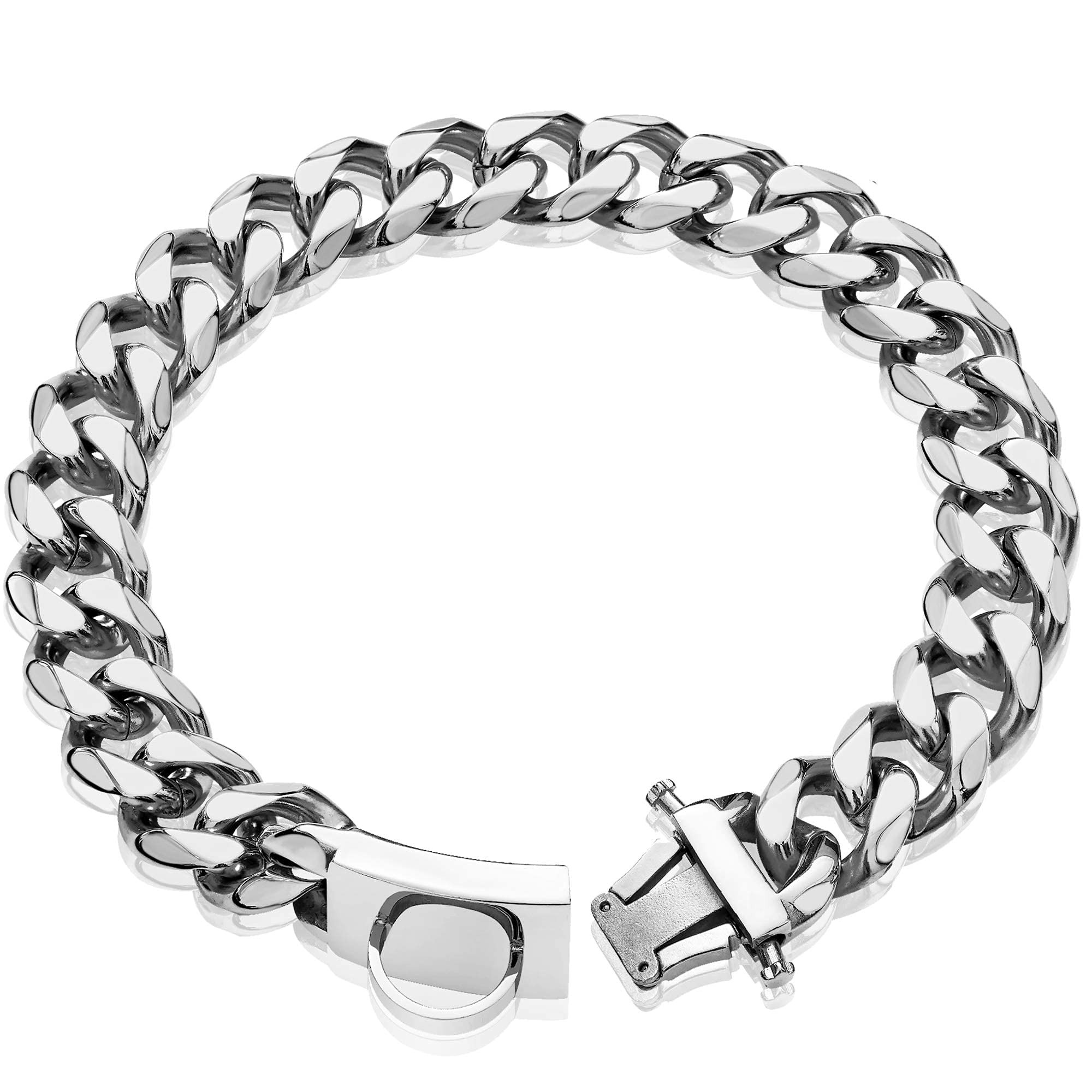 W/W Lifetime Dog Chain Collar Walking Metal Collar With Design Secure Buckle Cuban Link Strong Heavy Duty Chew Proof For Large Dogs(19Mm, 24')