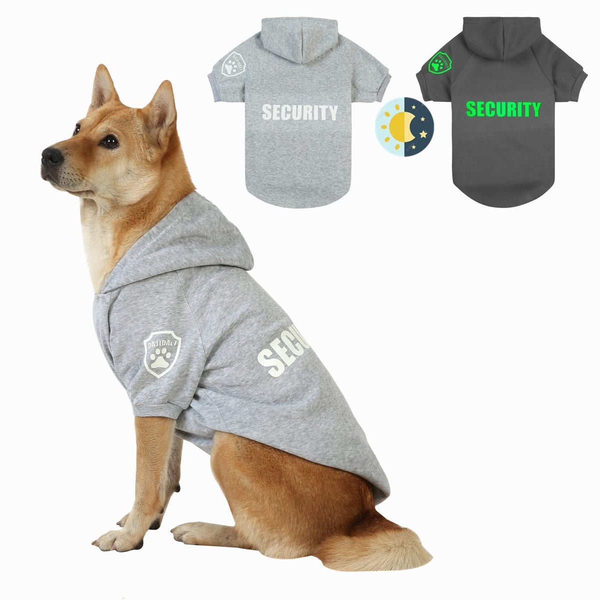 Dog Security Hoodie With Glow-In-The-Dark Prints Dajidali Dog Clothes Apparel Winter Sweatshirt Warm Sweater Jacket Coat Hoodie For Small Medium Large Dog Cat