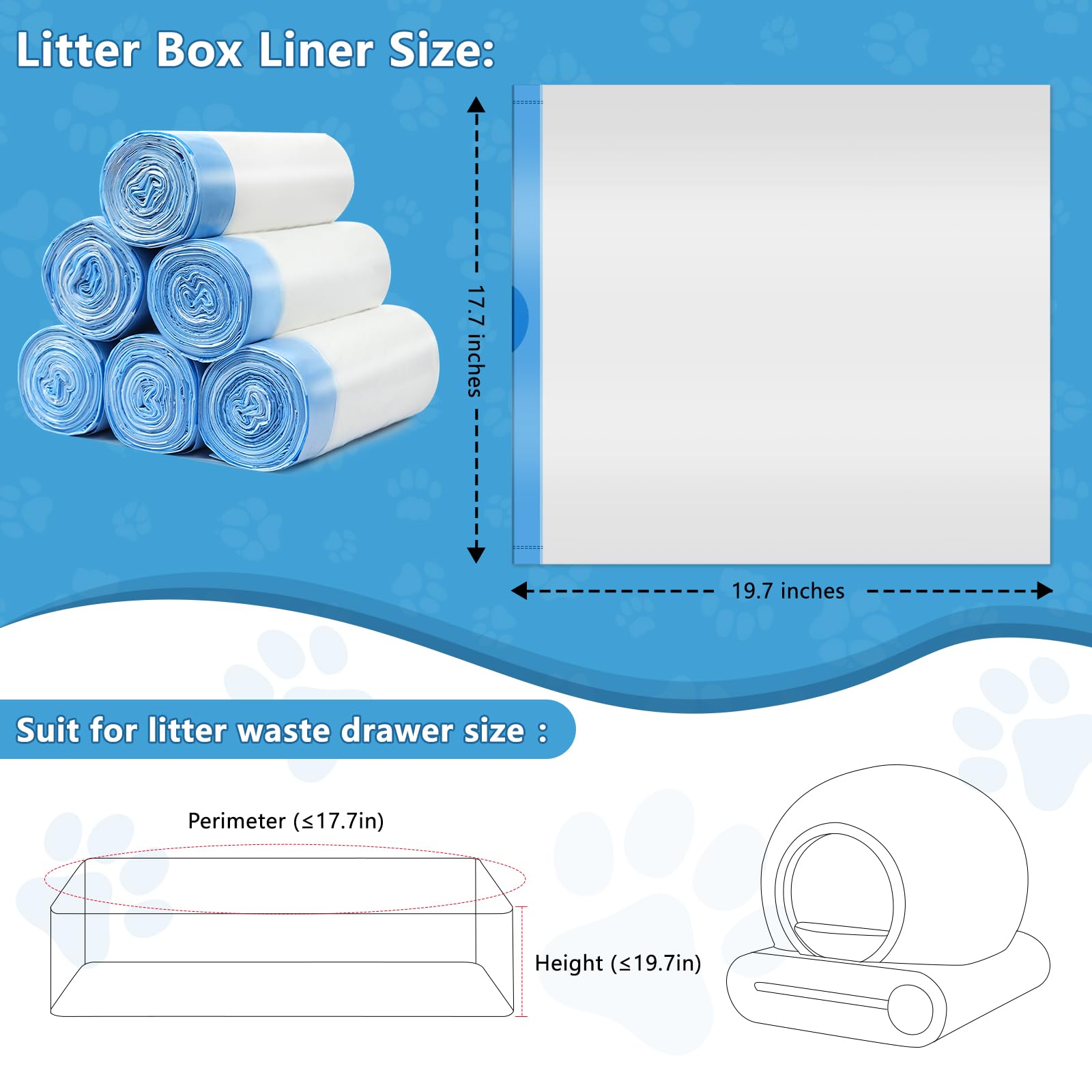 Kitcanis 120 Count Cat Litter Bags For Automatic Litter Box, Extra-Thick Drawstring Bags For Meowant Mw-Sc01 And Mw-Sc02, Self-C