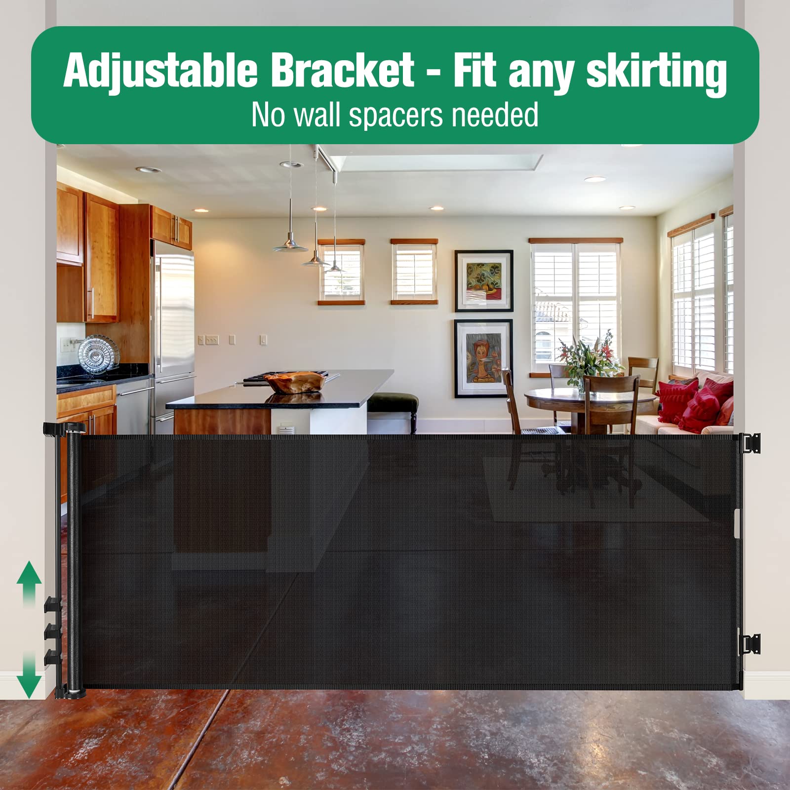 110 Inch Extra Wide Baby Gate For Large Openings Retractable Baby Gates Indoor Outdoor Extra Long Baby Gates For Doorways Large Retractable Dog Gate For Stairs Deck Gates For Dogs Indoor Pet Gate