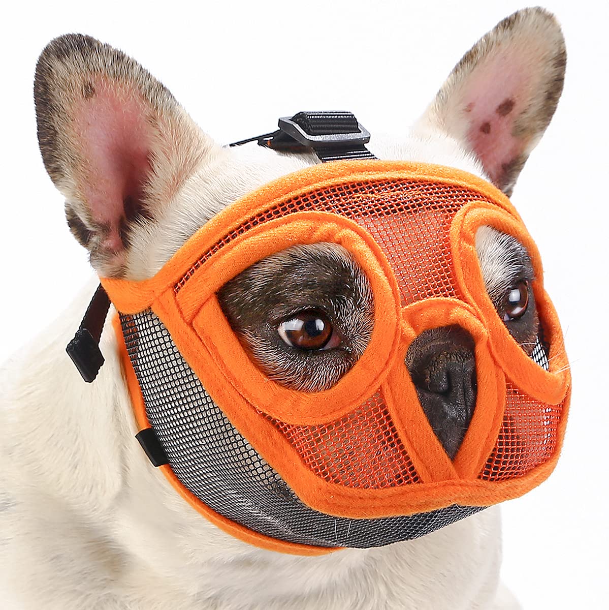 Barkless Short Snout Dog Muzzle, Breathable Mesh Flat Faced Muzzle For French Bulldog Shih Tzu And Pug, Mask Bulldog Mouth Cover
