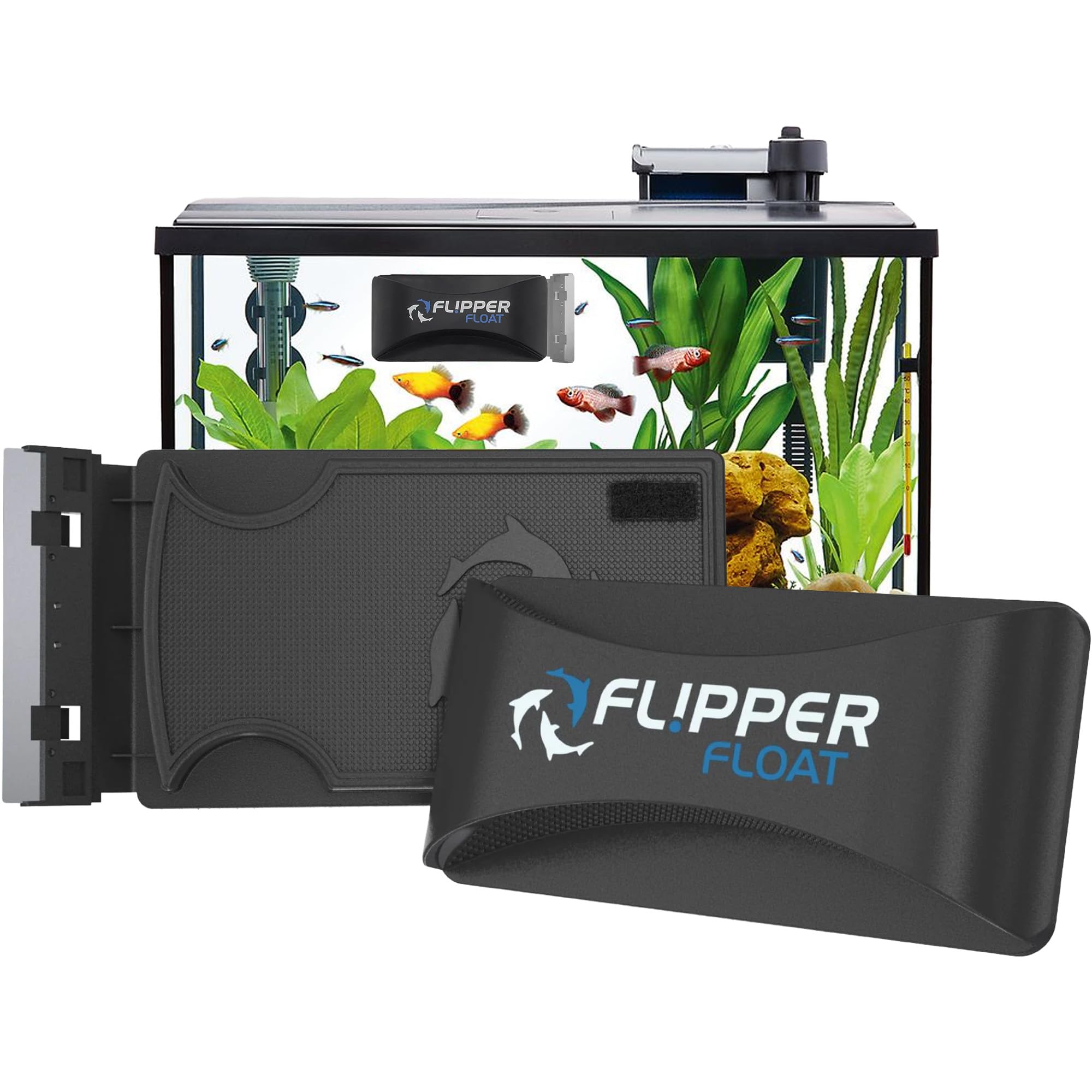 FL!PPER Flipper Cleaner Float - 2-in-1 Floating Magnetic Aquarium Glass Cleaner - Fish Tank Cleaner - Scrubber & Scraper Aquariu