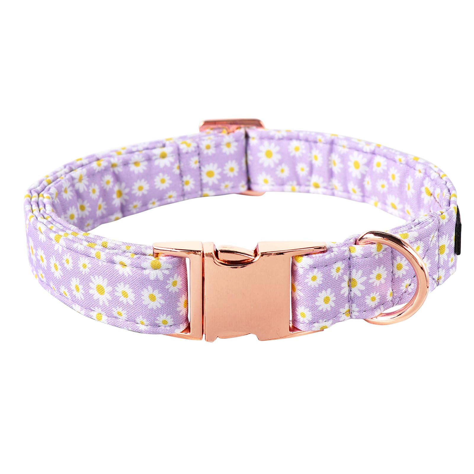 Lionet Paws Dog Collar, Comfortable Adjustable Cute Collar With Metal Buckle For Male Female Puppies, Purple Daisy, Xs, Neck 8-1