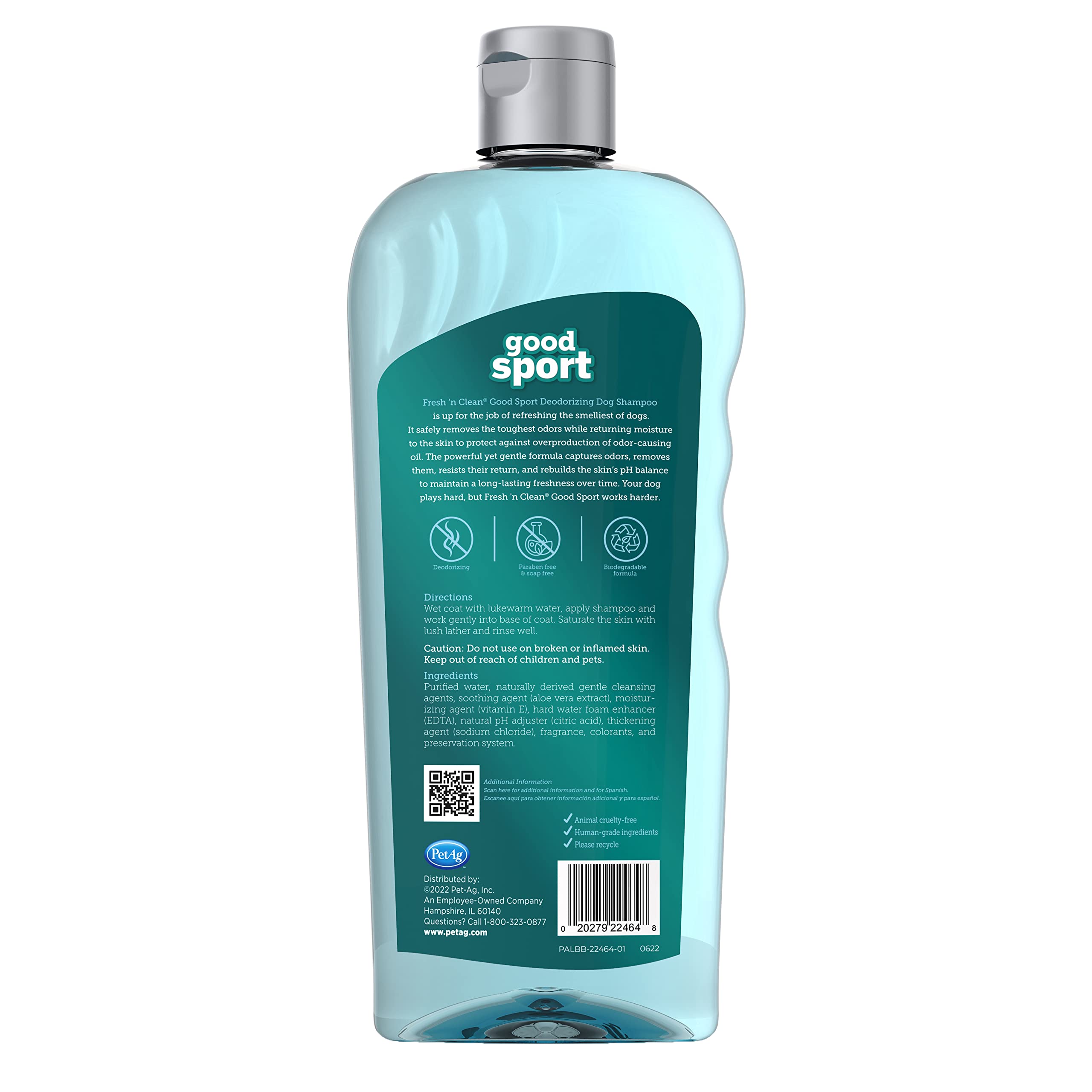 Pet-Ag Fresh ‘N Clean Good Sport Deodorizing Shampoo For Dogs - 18 Oz - Powerful, Odor-Control Formula With Aloe Vera & Vitamin E - Soap Free & Paraben Free