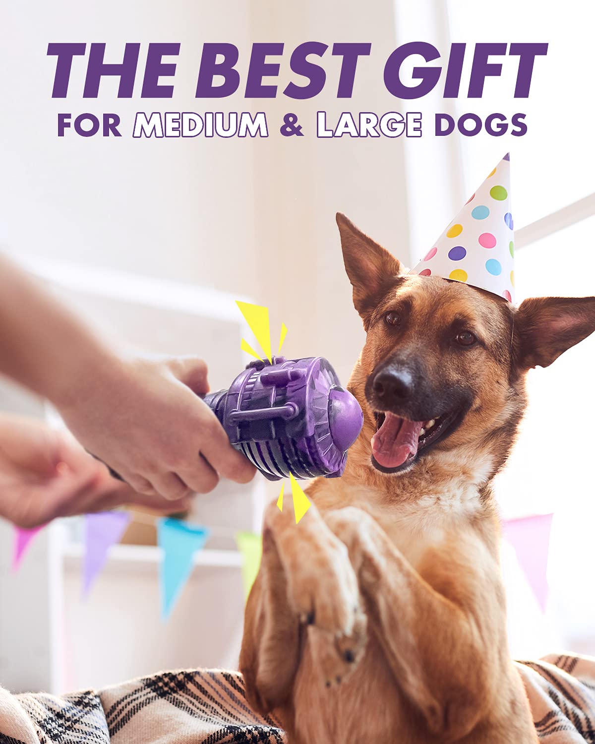 Fifthquarter Squeaky Dog Toys: Almost Indestructible Dog Toys For Aggressive Chewers Natural Rubber Tough And Durable Puppy Chew