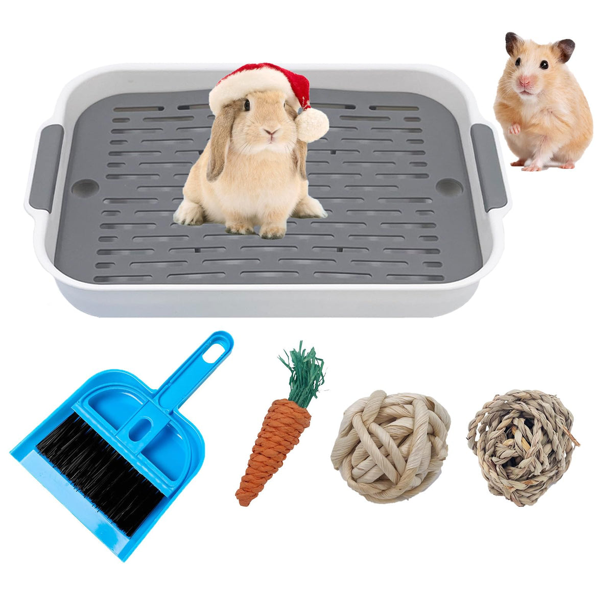 Bunny Toilet Trainer, 10.6X7.3in Rabbit Litter Box, Guinea Pig Ferret Hamster with Tray Litter Box, Small Pet Bedding with Clean