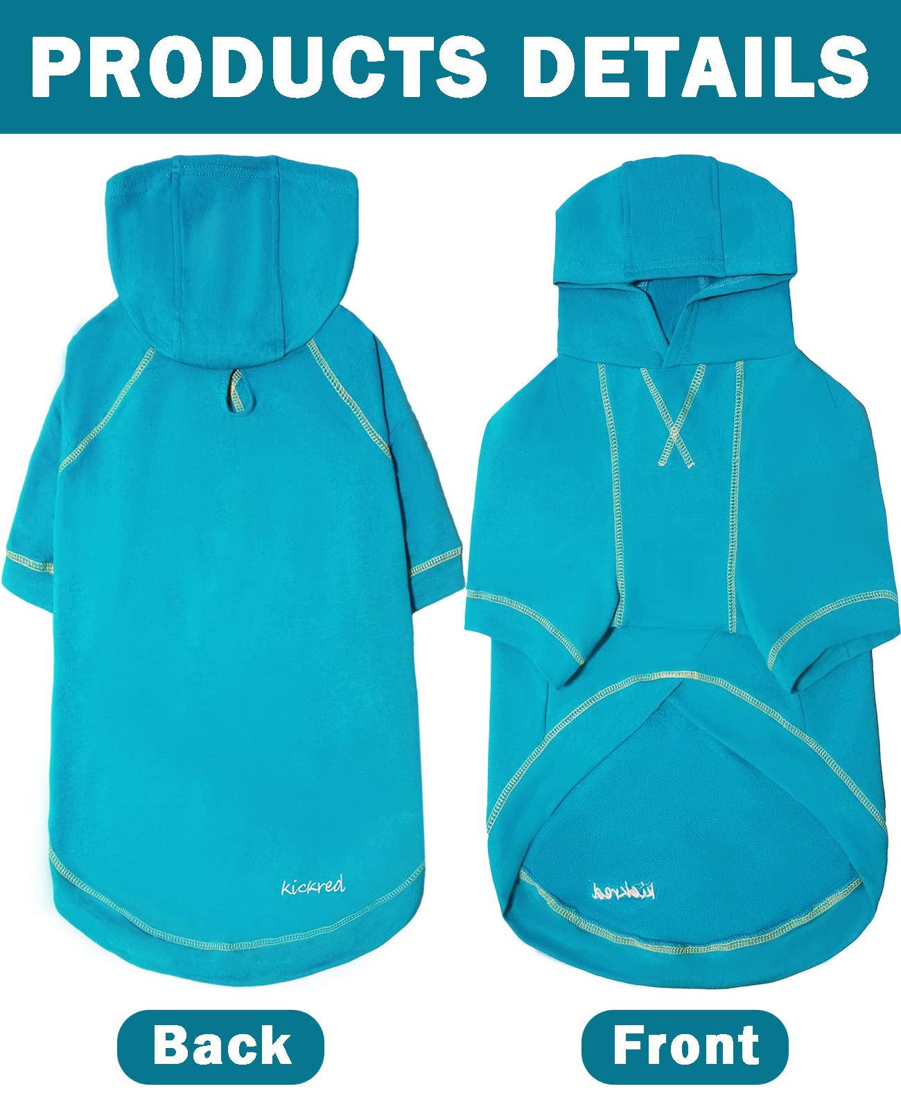 Kickred Basic Dog Hoodie Sweatshirts, Pet Clothes Hoodies Sweater With Hat And Leash Hole, Soft Cotton Outfit Coat For Small Medium Large Dogs