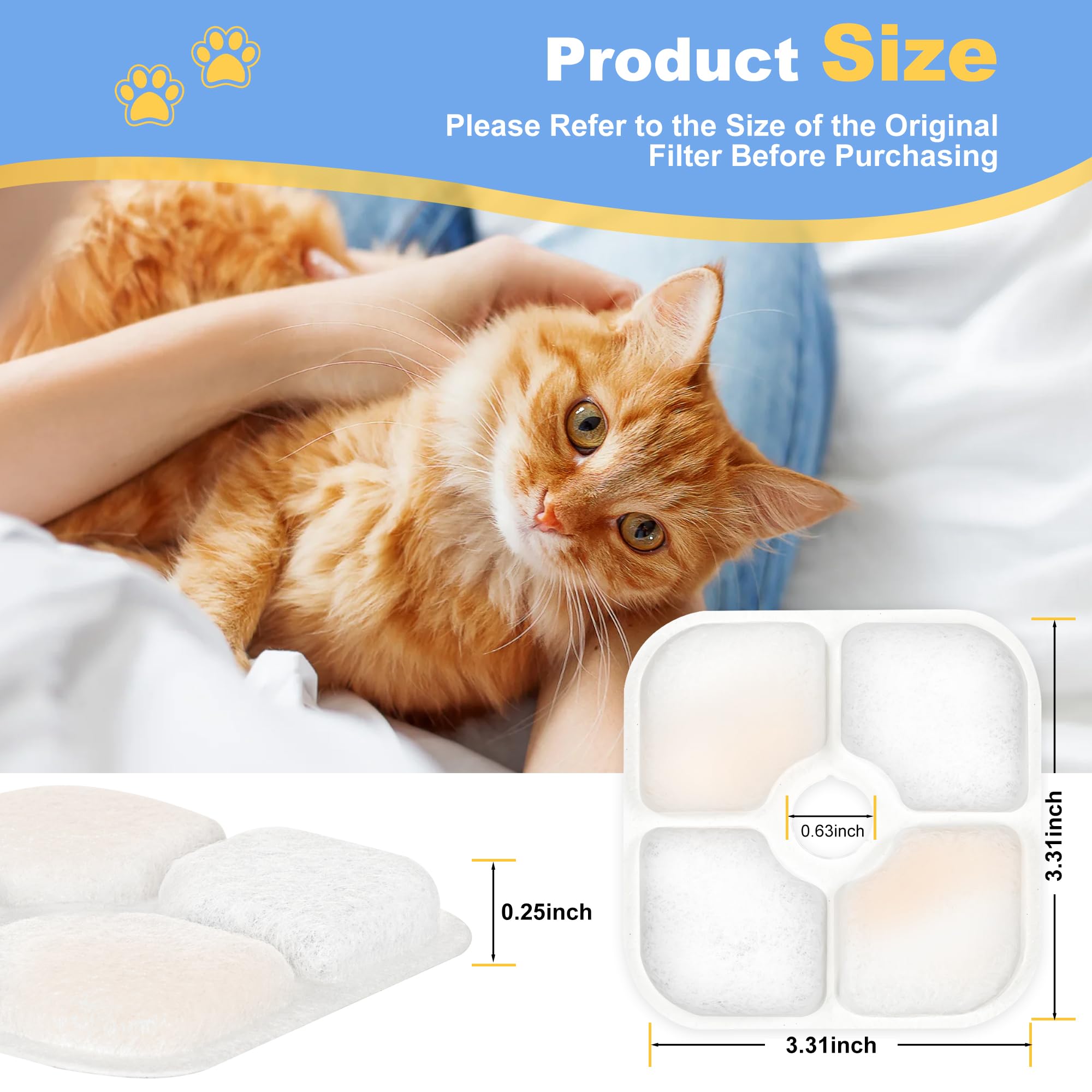 Cat Water Fountain Filter,Cat Fountain Filters Replacement for PIXI Pet Water Fountain,8 Pack Pet Fountain Filter Replacement,2