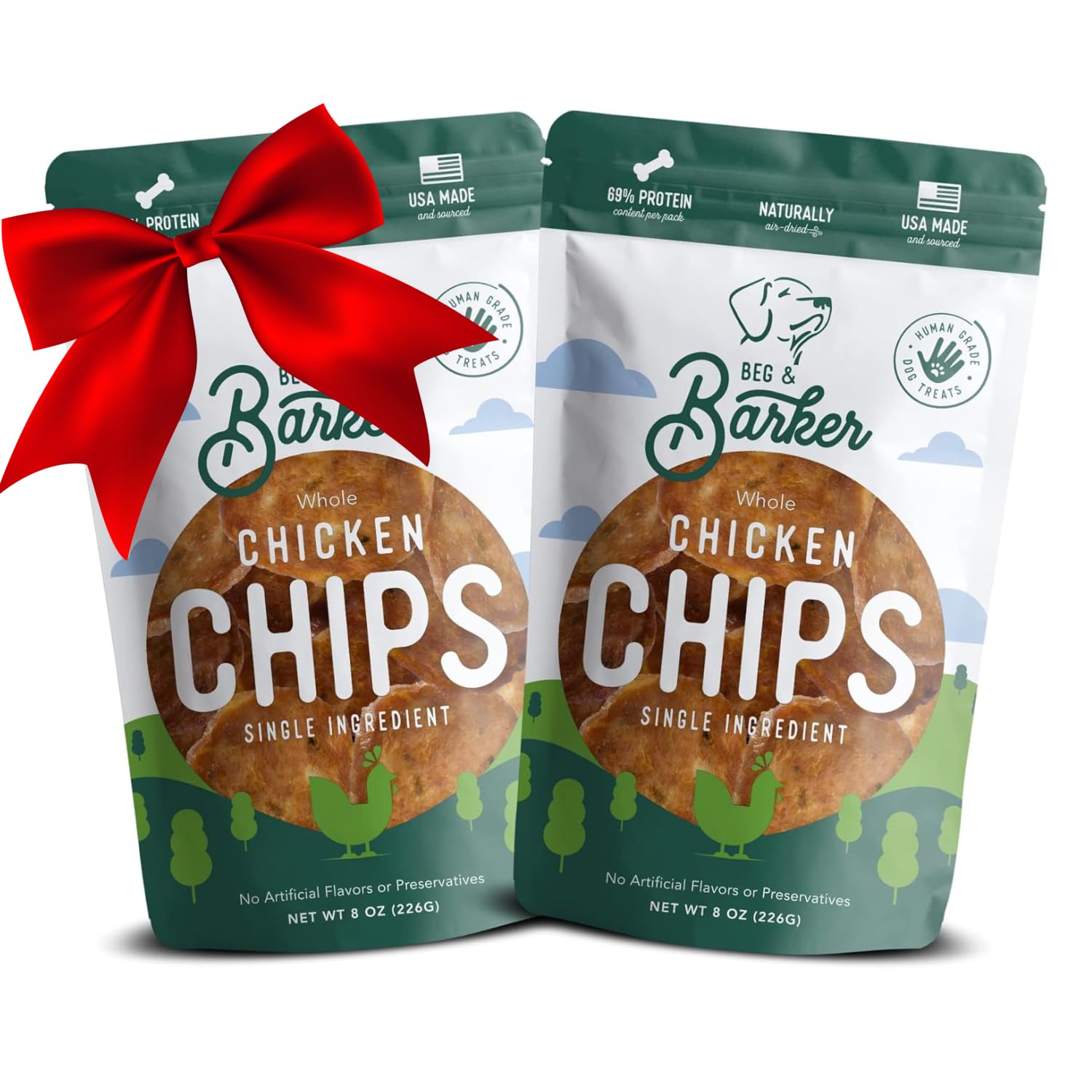 Beg & Barker All Natural Chicken Chips for Dogs (16oz) - Dog Treats Made with USA Sourced Real Meat Chicken, Made in The USA