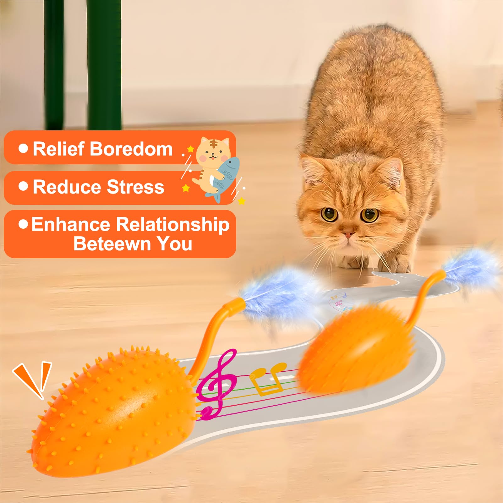 Mity Rain Cat Interactive Toys For Indoor Cats, Remote Control Toy With Feather Tails, Cat Automatic Toy For Cats Exercise Catch