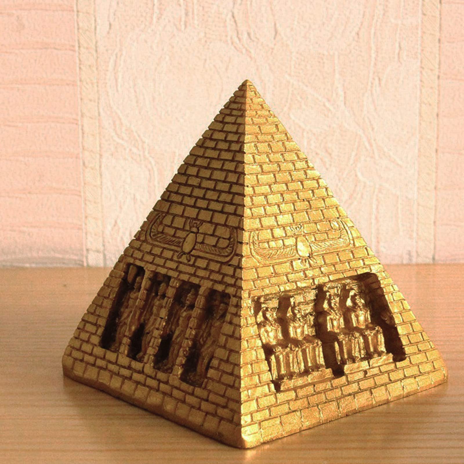 Kocris Casa Pyramid Pharaoh Aquarium Fish Tank Decorations Statues Figurine Sculpture Ancient Egypt Reptile Turtle Lizard Spider Tanks Terrarium Egyptian D?or Ornament Pet (Gold Pyramid)