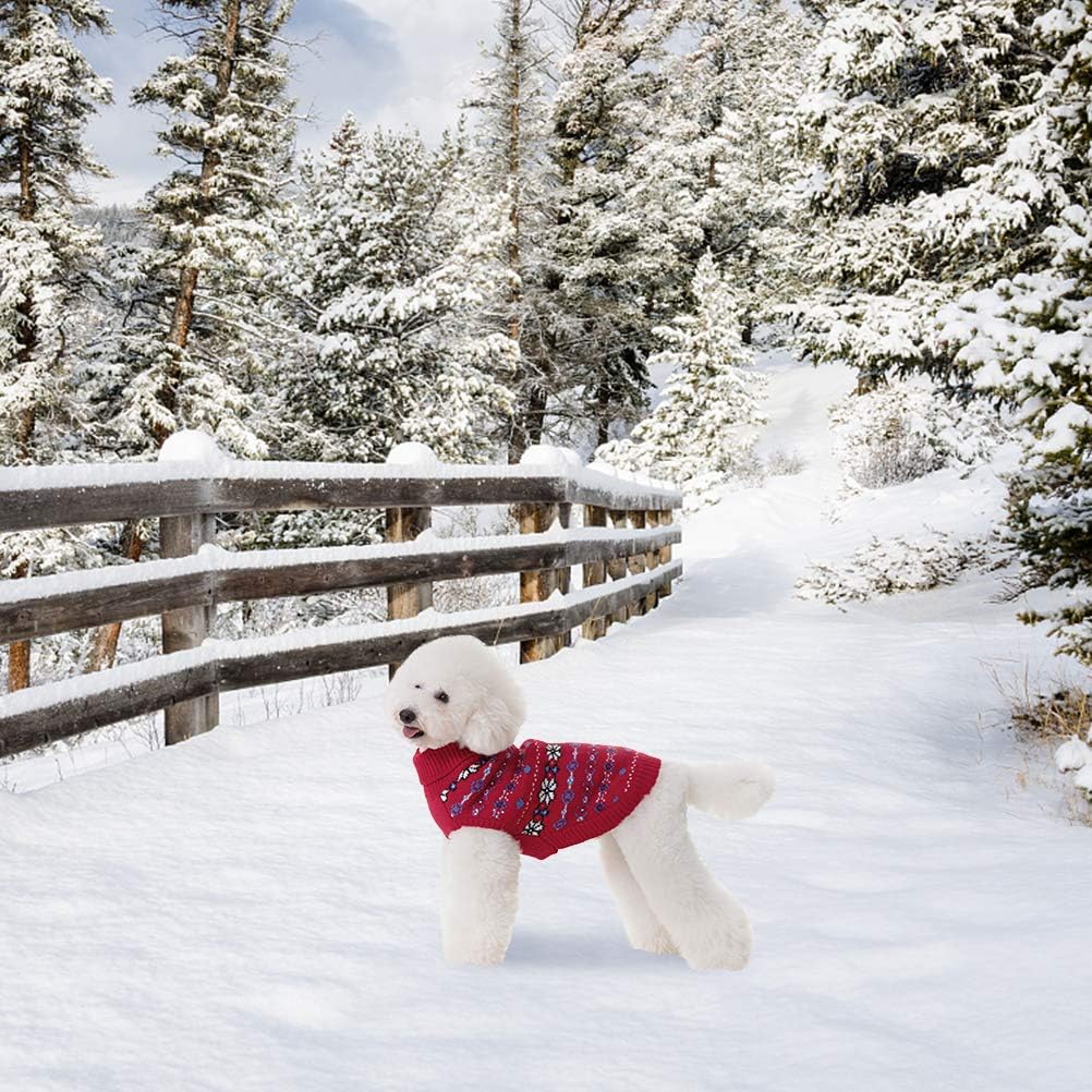Bingpet Dog Sweaters For Small Dogs,Winter Dog Sweater Warm Clothes Boys Girls With Leash Hole,Classic Snowflake Doggy Knitwear