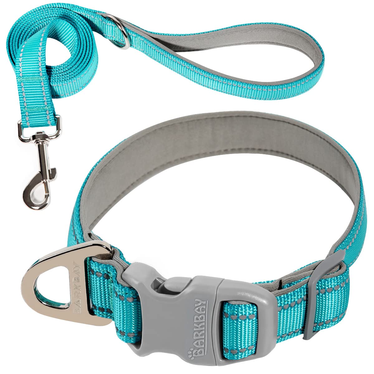 Dog Collar For Medium Small Large Dogs Reflective With Leash,Collar And Leash For Dogs,Soft Neoprene Padded 2 Pack(Blue,Xs)