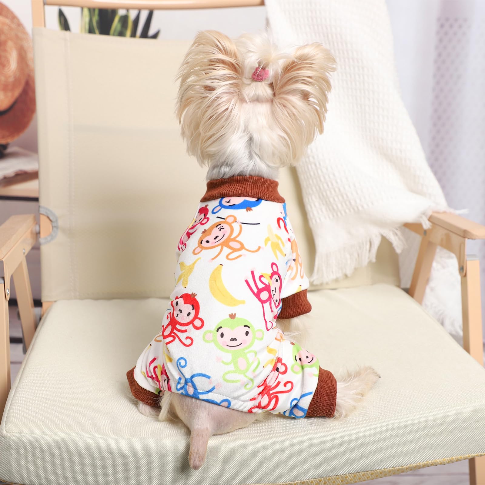 Dog Pajamas for Small Dogs Male Female, Lightweight Velvet Pet Jumpsuit, Stretch Fleece Dog Outfit, Spring Winter Puppy Clothes,